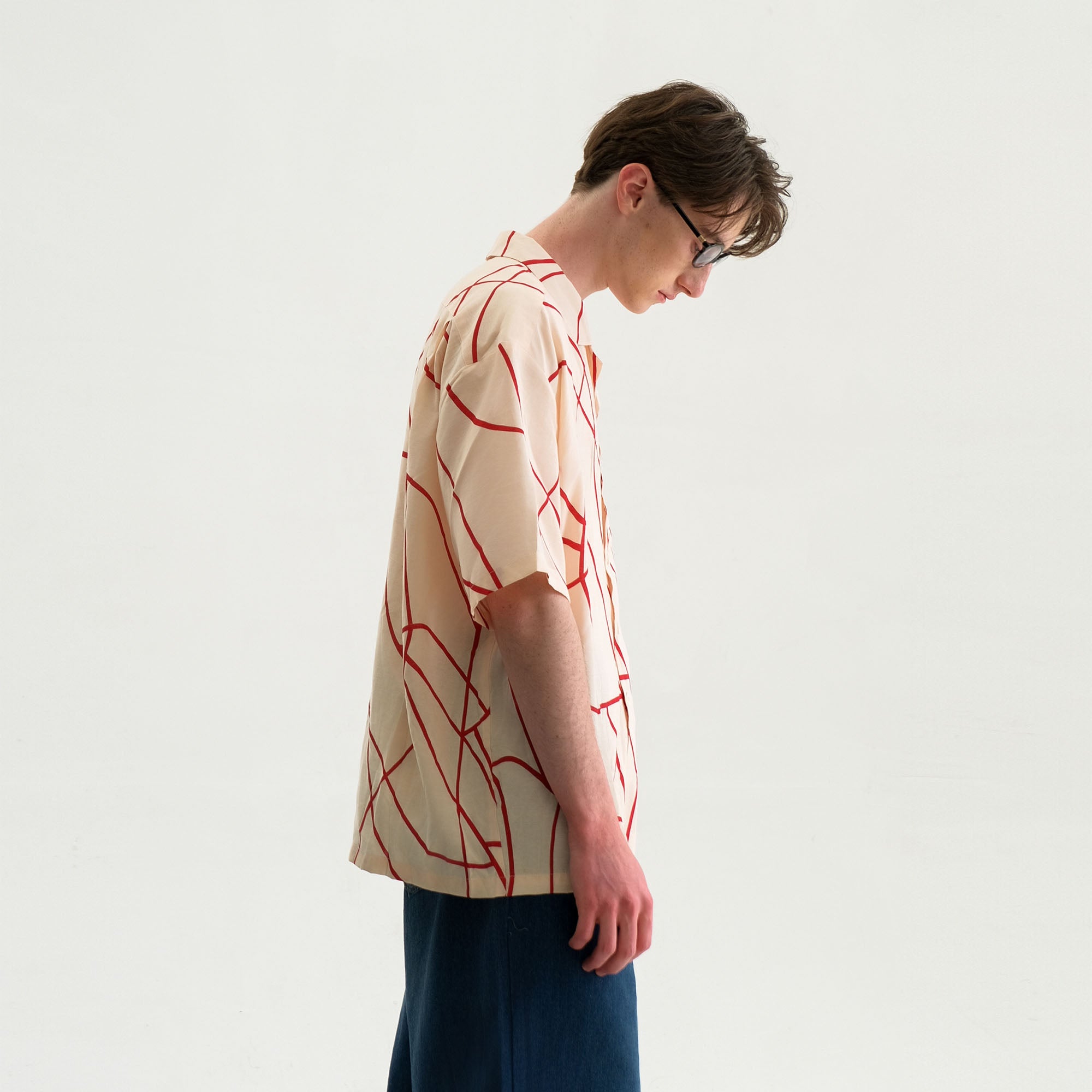 WIID Abstract Line Oversized Cuban Half Shirt, premium urban and streetwear designers apparel on PROJECTISR.com, WIID