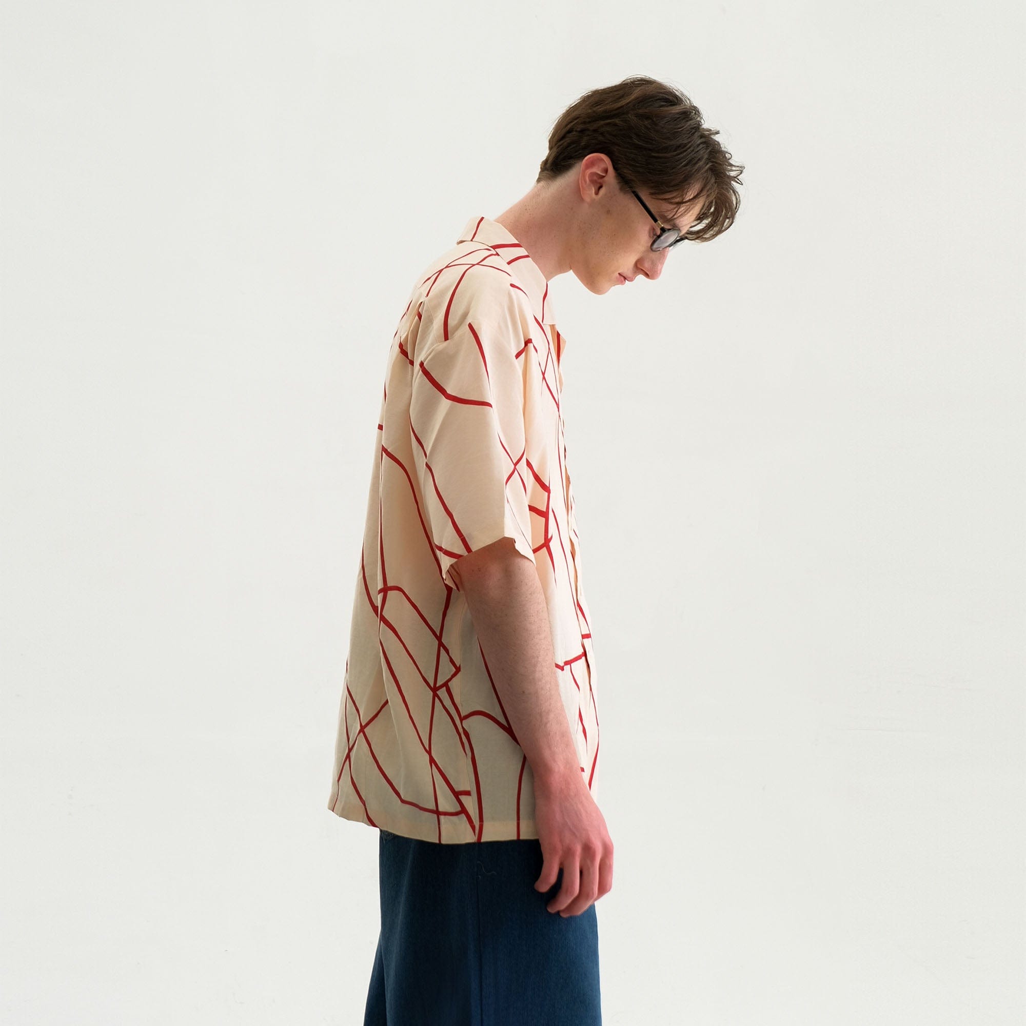 WIID Abstract Line Oversized Cuban Half Shirt, premium urban and streetwear designers apparel on PROJECTISR.com, WIID