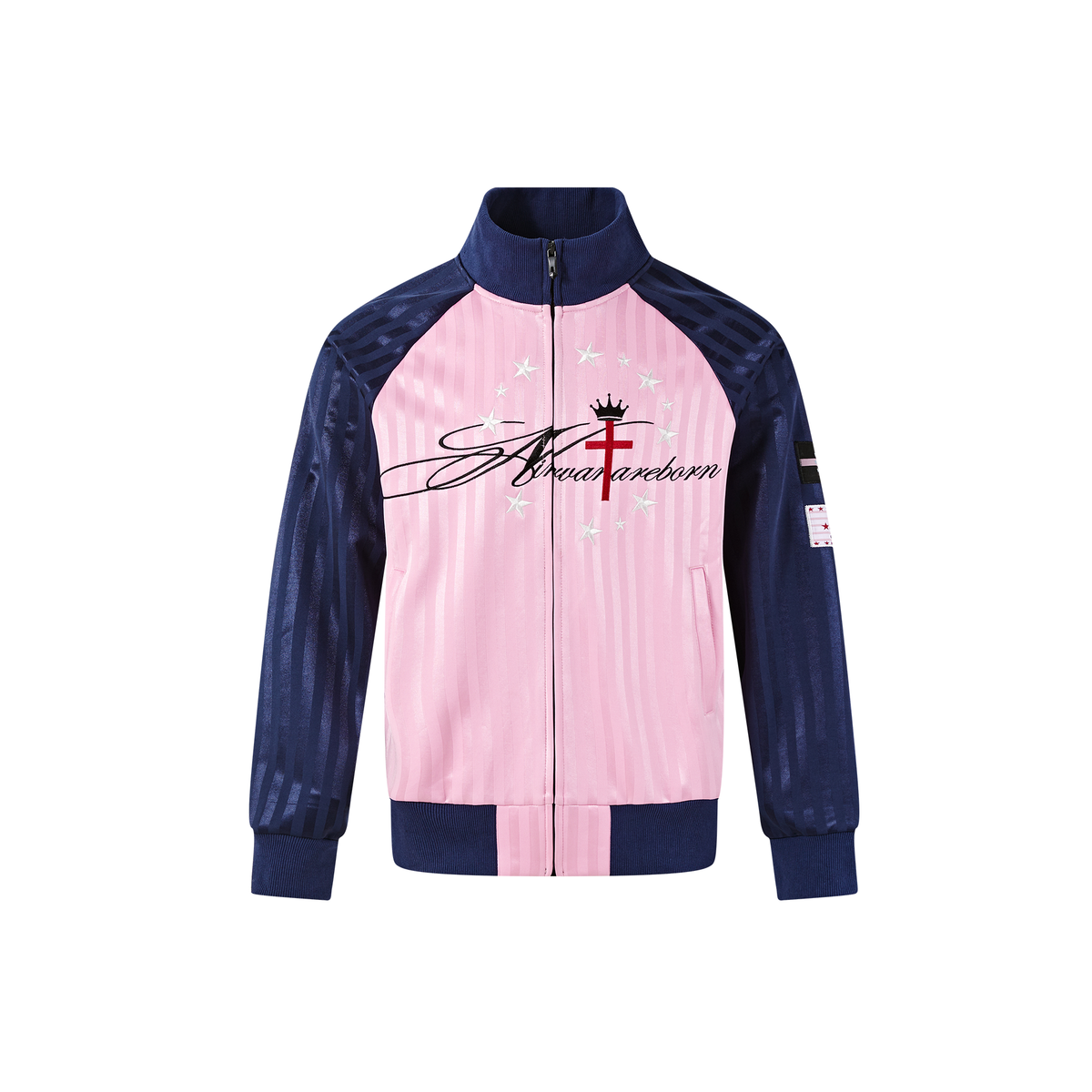 PASET Retro Striped Embroidered Zip-Up Jacket