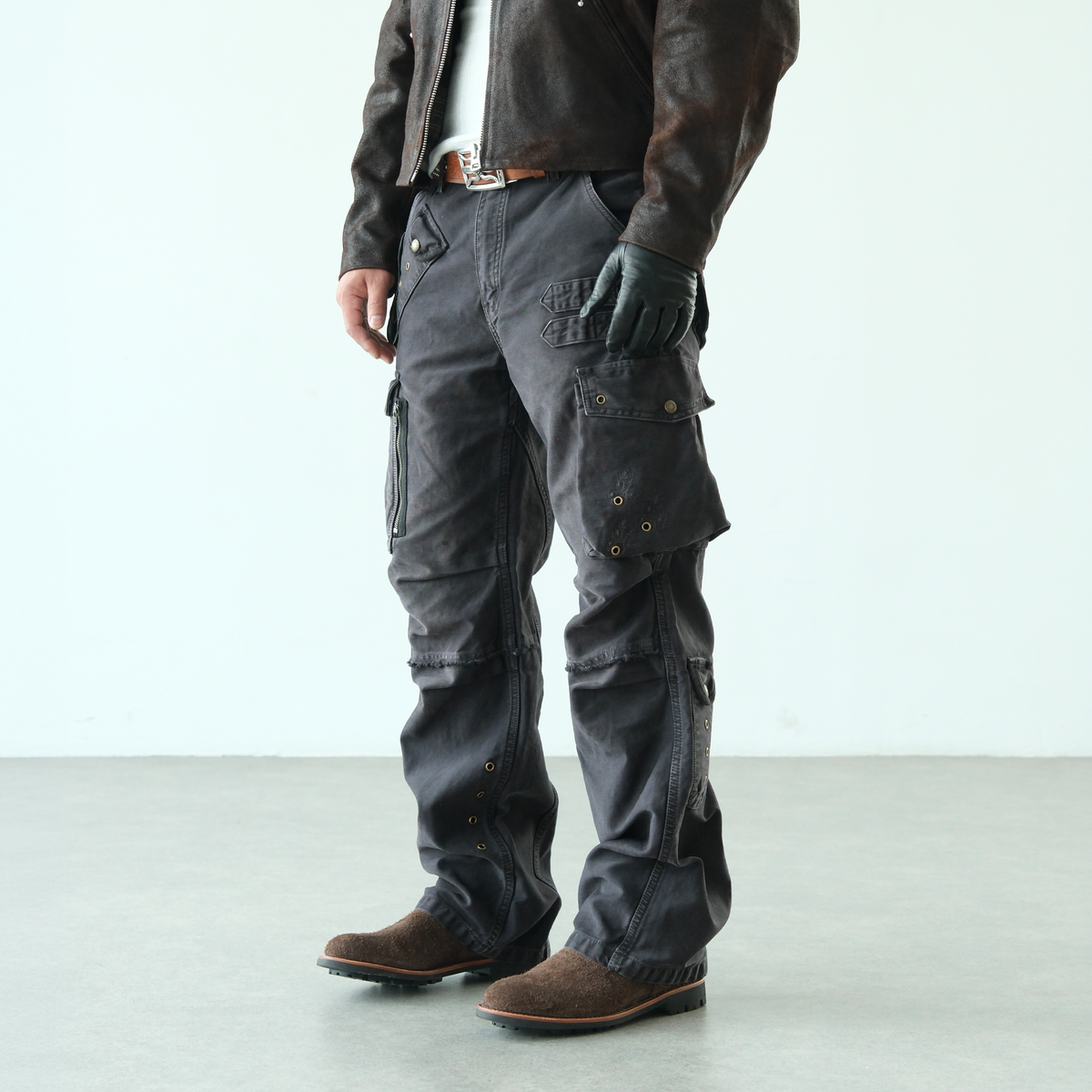 NEIGBORL Retro Washed Embroidered Cargo Pants