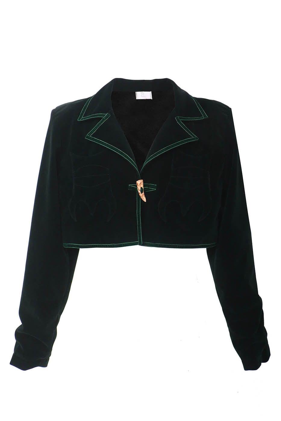 EMBRYO Devil Horned Velvet Cropped Jacket, premium urban and streetwear designers apparel on PROJECTISR.com, EMBRYO