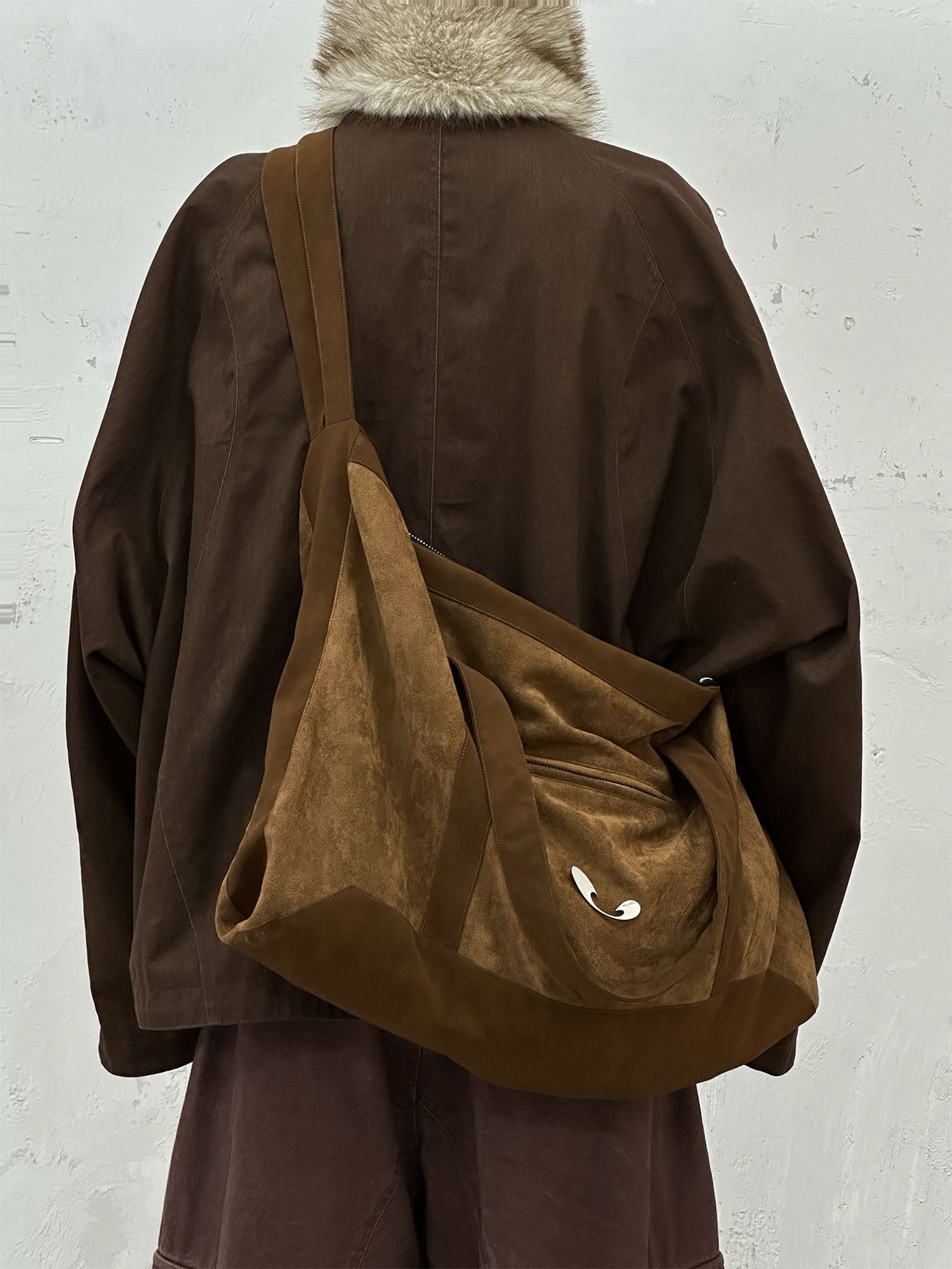 RELABEL Suede Panel Crossbody Bag