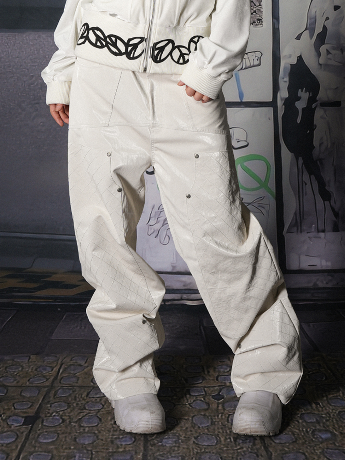 VINKID Crinkled Faux Leather Wide-Leg Pants, premium urban and streetwear designers apparel on PROJECTISR.com, VINKID