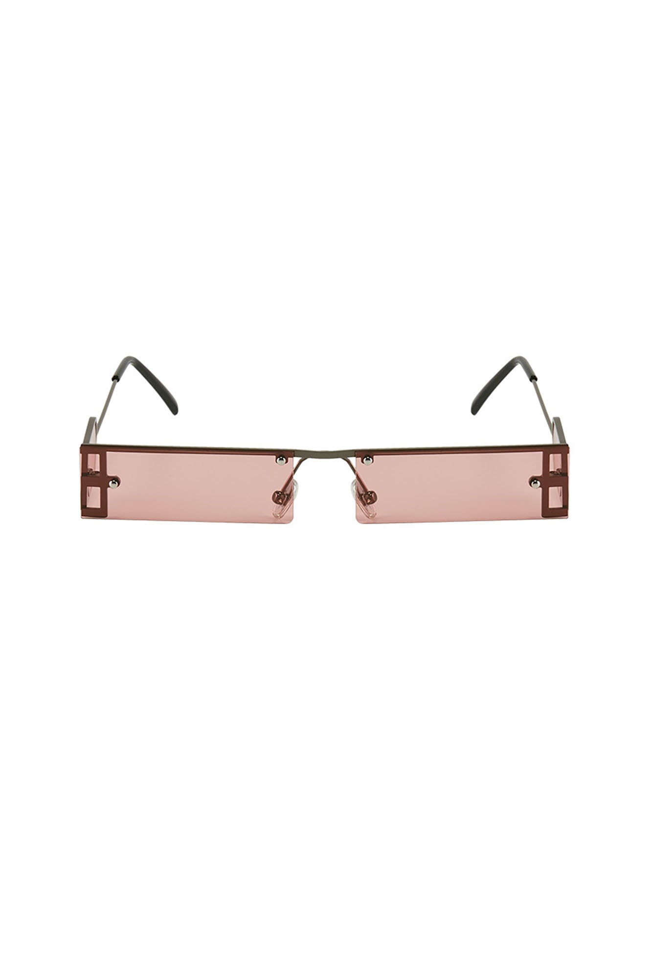 DAMAGE ASIA Rectangle Half-frame Transparent Sunglasses