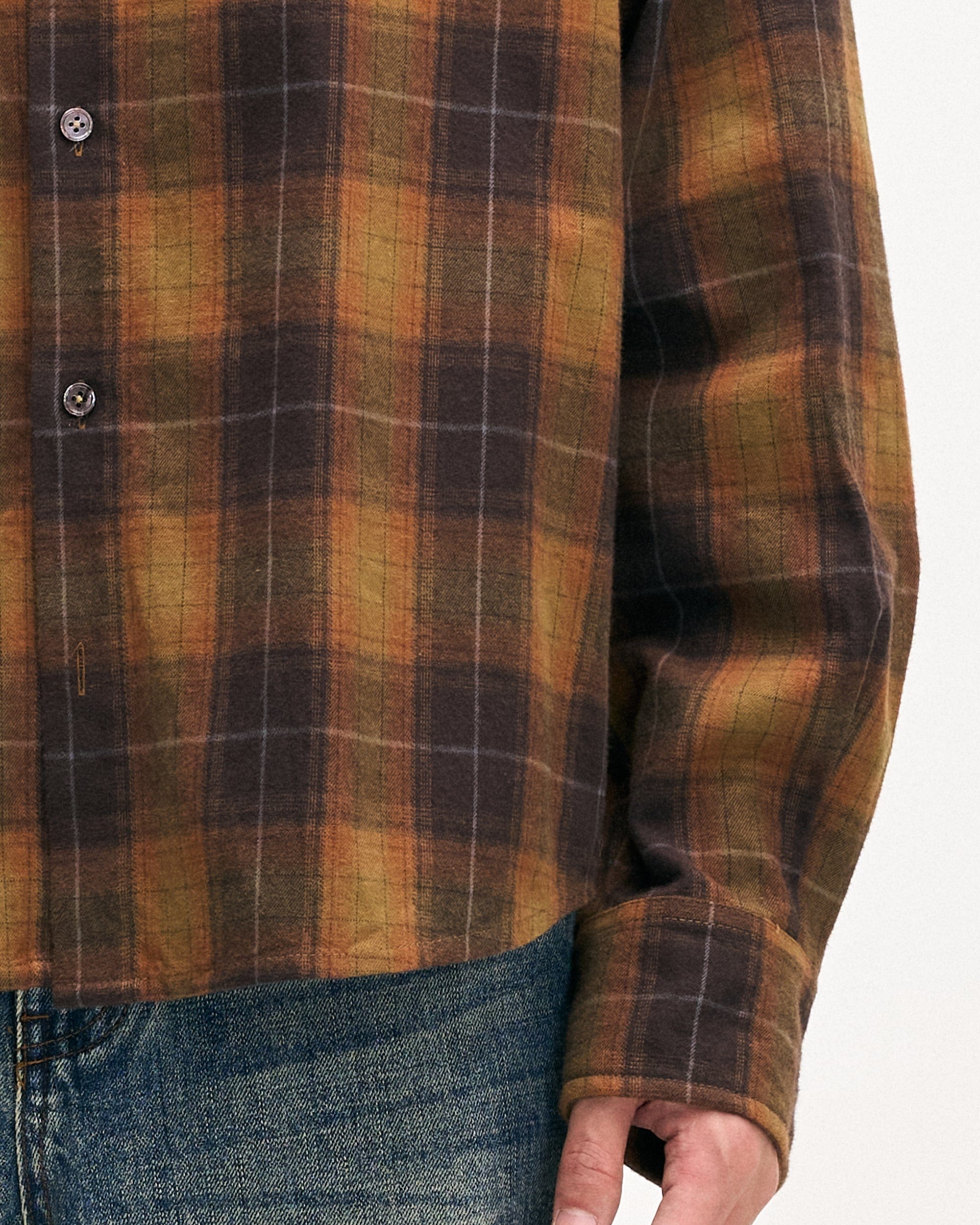 LEONSENSE Classic Plaid Shirt Showa Brown, premium urban and streetwear designers apparel on PROJECTISR.com, LEONSENSE