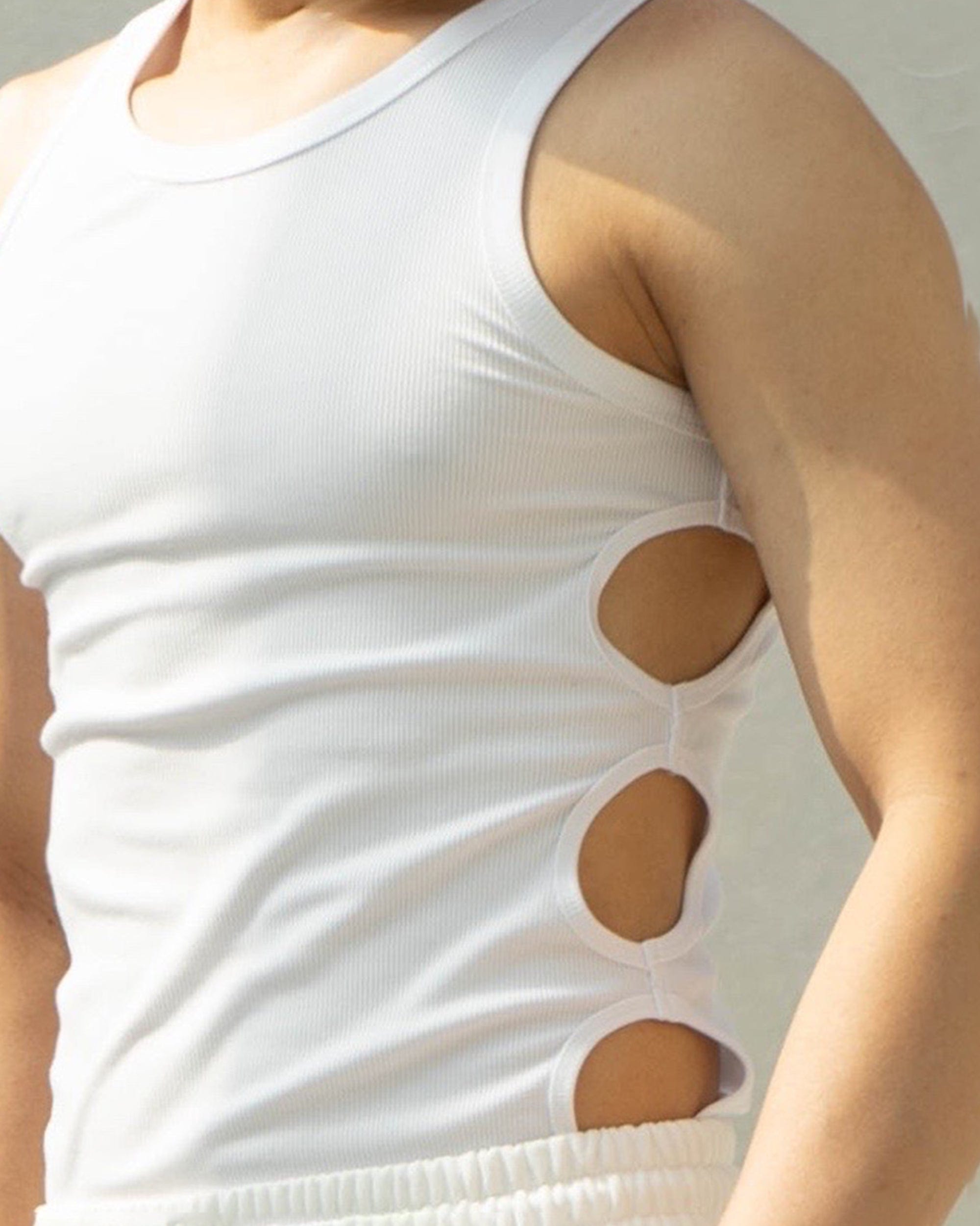 CLP Slim Hollowed Tank Top White, premium urban and streetwear designers apparel on PROJECTISR.com, CLP