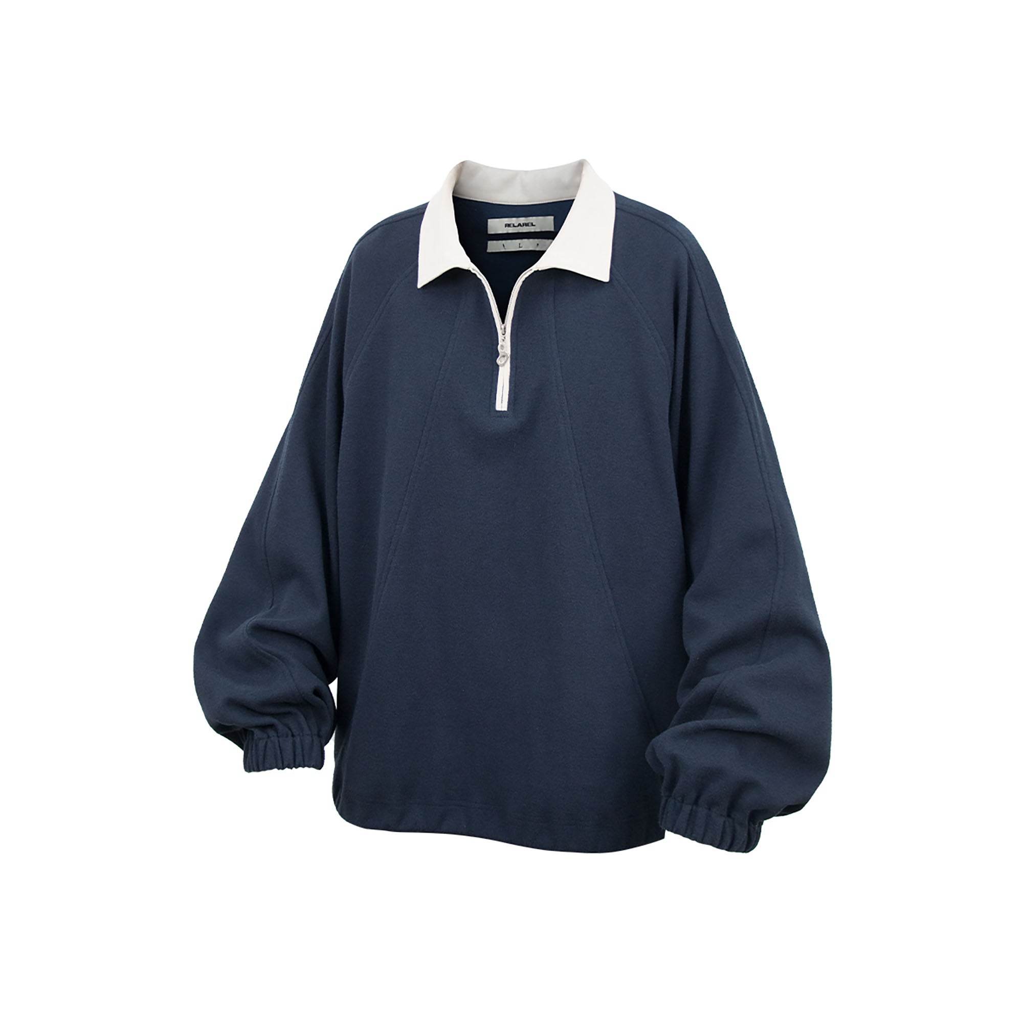 RELABEL Raglan Drawstring-Hem Polo Sweatshirt