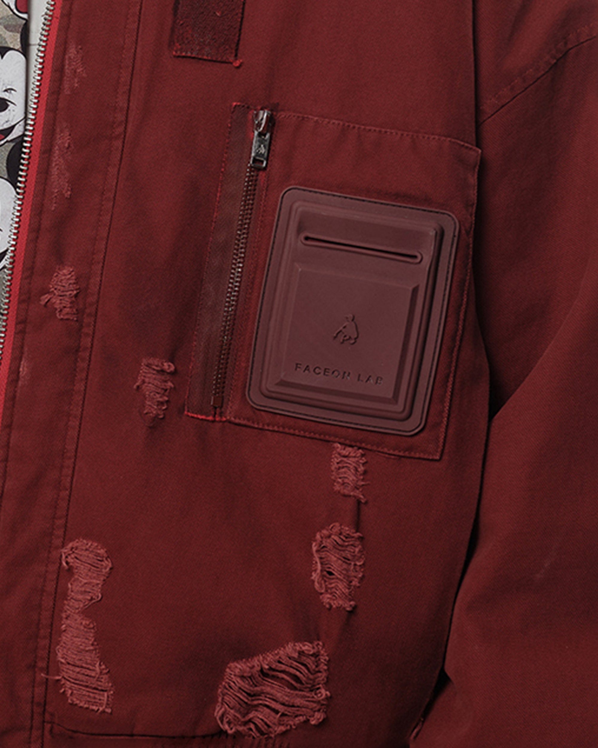 FACEONLAB Ripped MA-1 Jacket Red