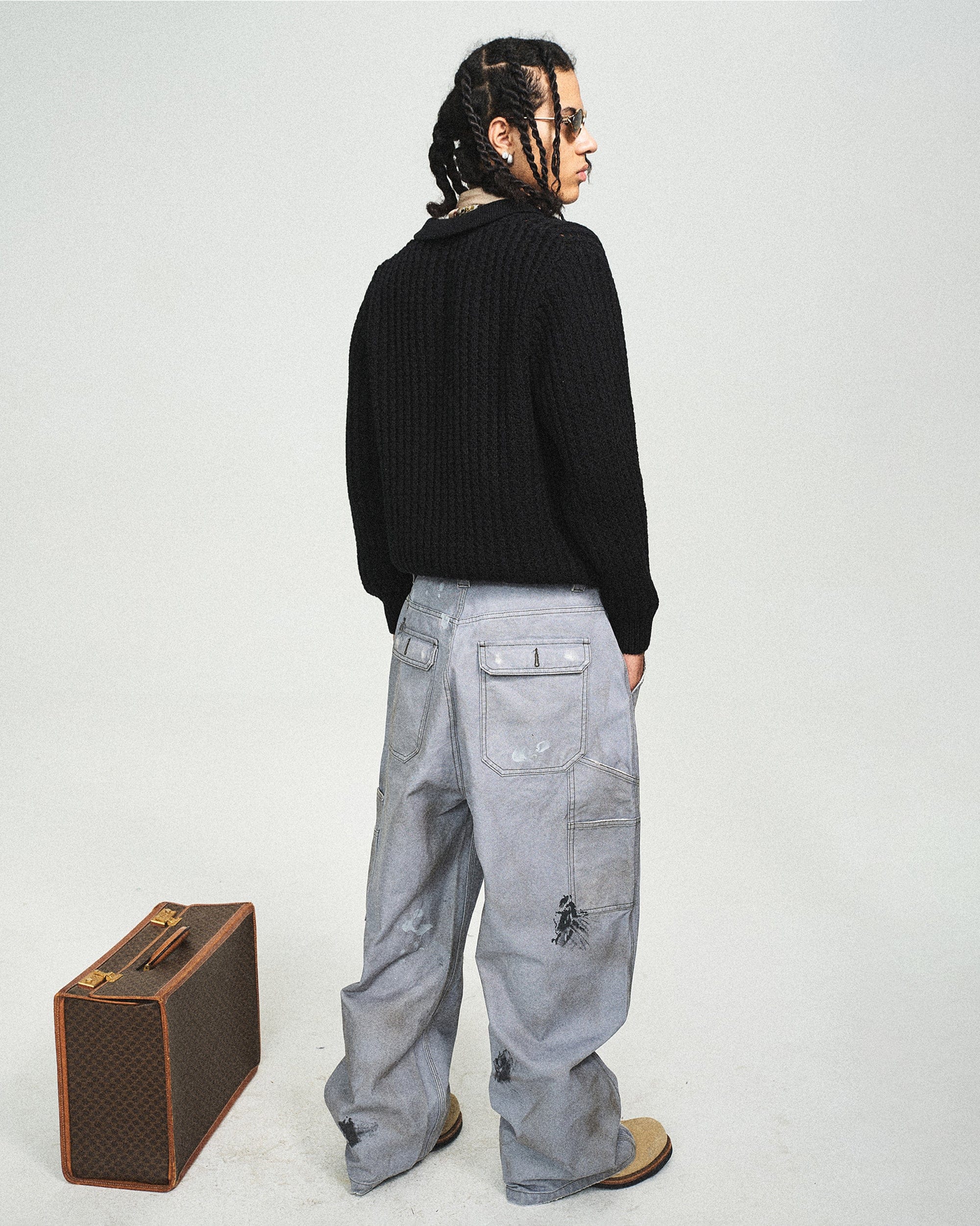 STEEPC Distressed Spliced Wide-Leg Pant, premium urban and streetwear designers apparel on PROJECTISR.com, STEEPC