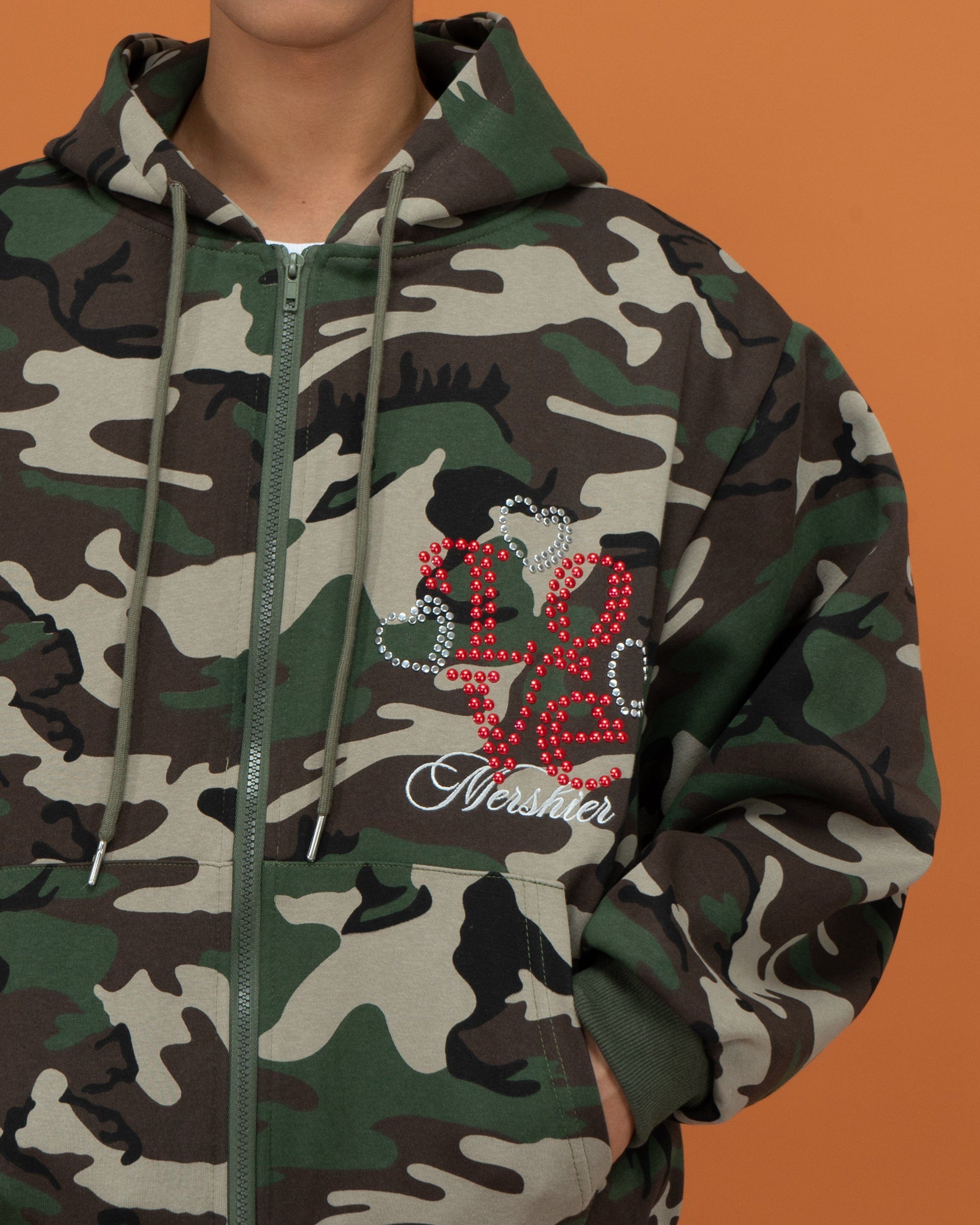 CLP Camo Studded Zip-Up Hoodie, premium urban and streetwear designers apparel on PROJECTISR.com, CLP