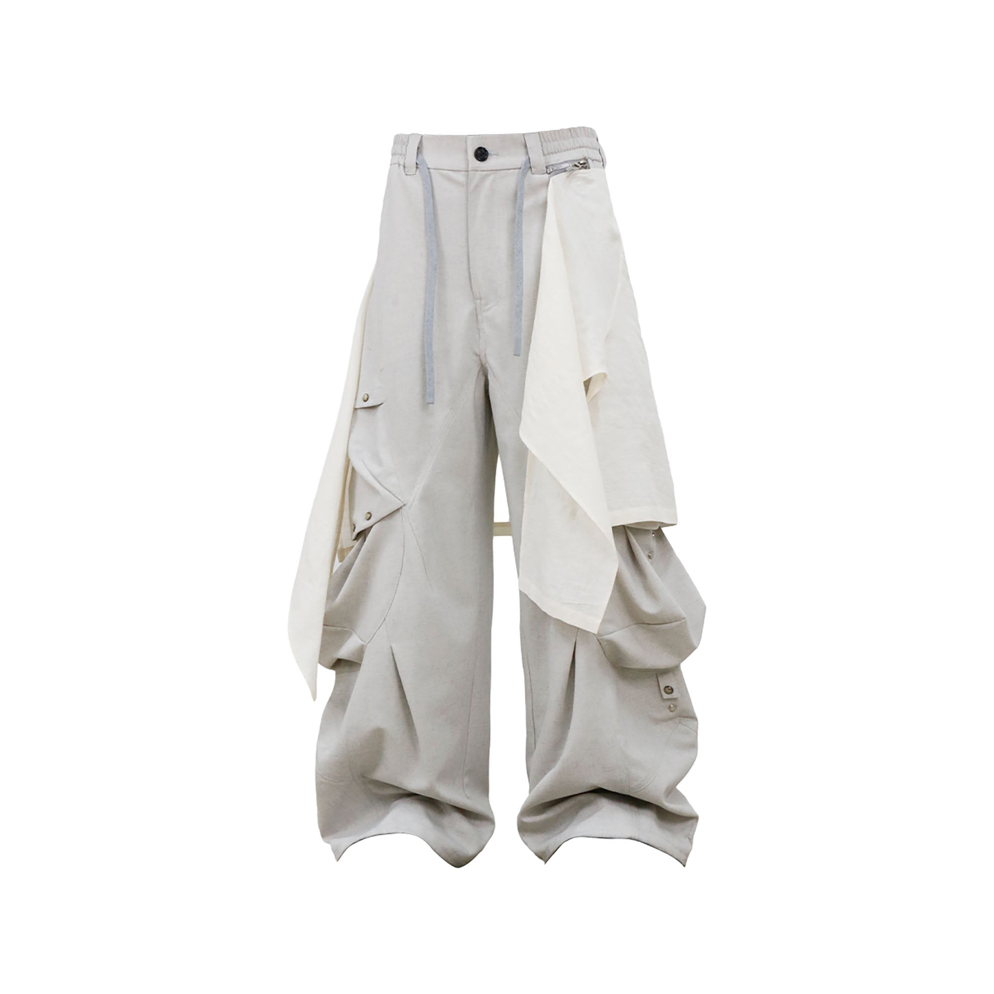 RELABEL Detachable Drape Linen-Blend Cargo Light Gray, premium urban and streetwear designers apparel on PROJECTISR.com, RELABEL