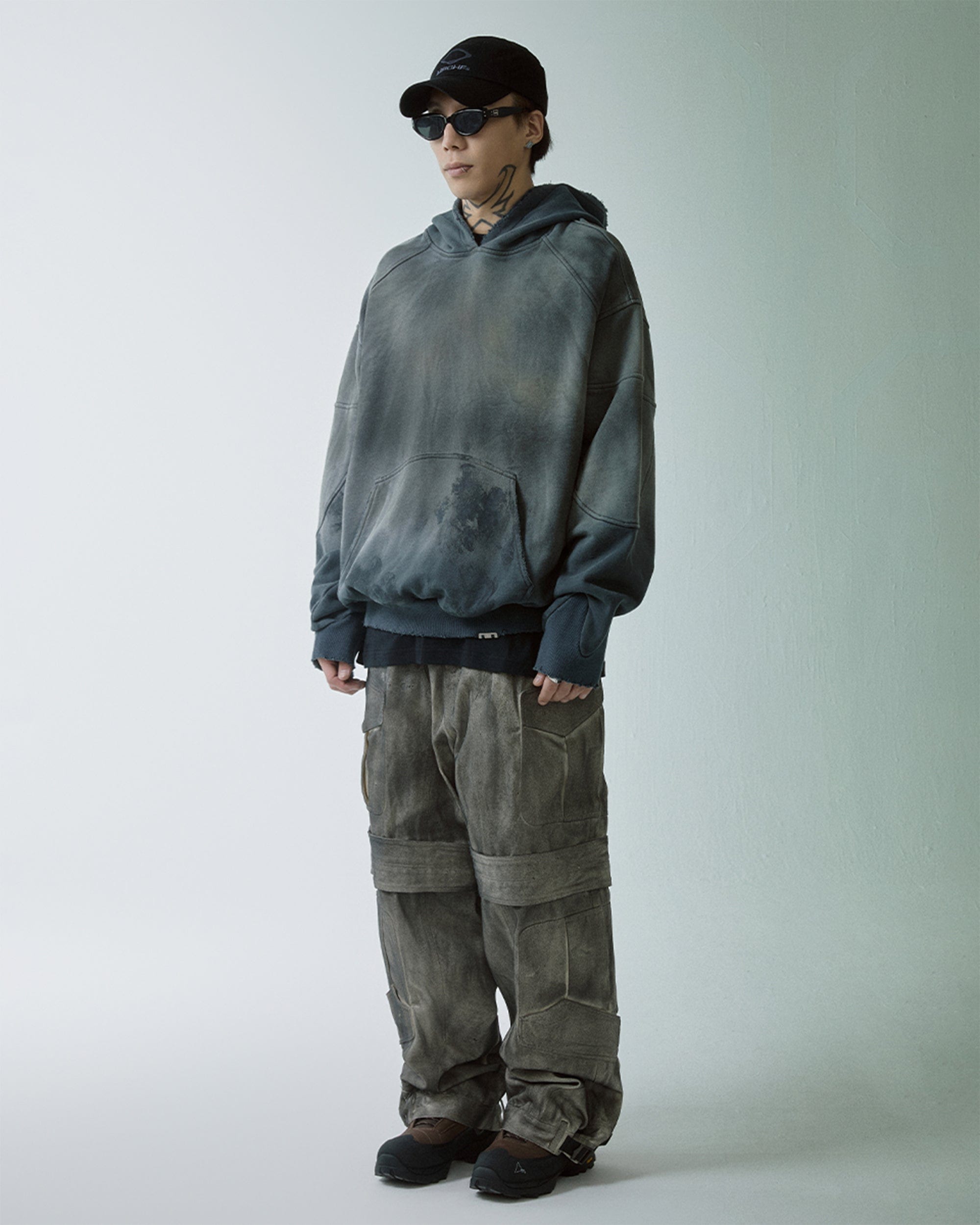 F2CE Distressed Spliced Hoodie, premium urban and streetwear designers apparel on PROJECTISR.com, F2CE