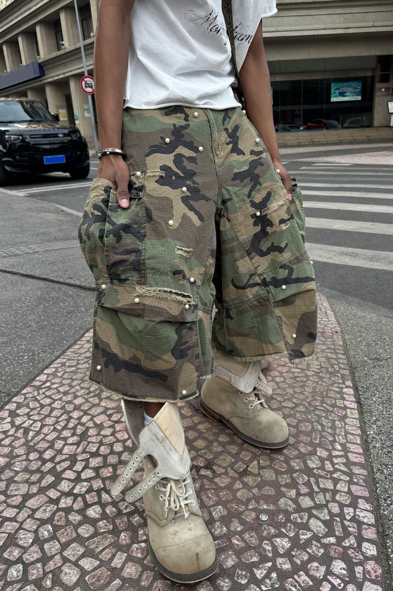STEEPC Camo Pearl Multi-Pocket Rippled Shorts, premium urban and streetwear designers apparel on PROJECTISR.com, STEEPC