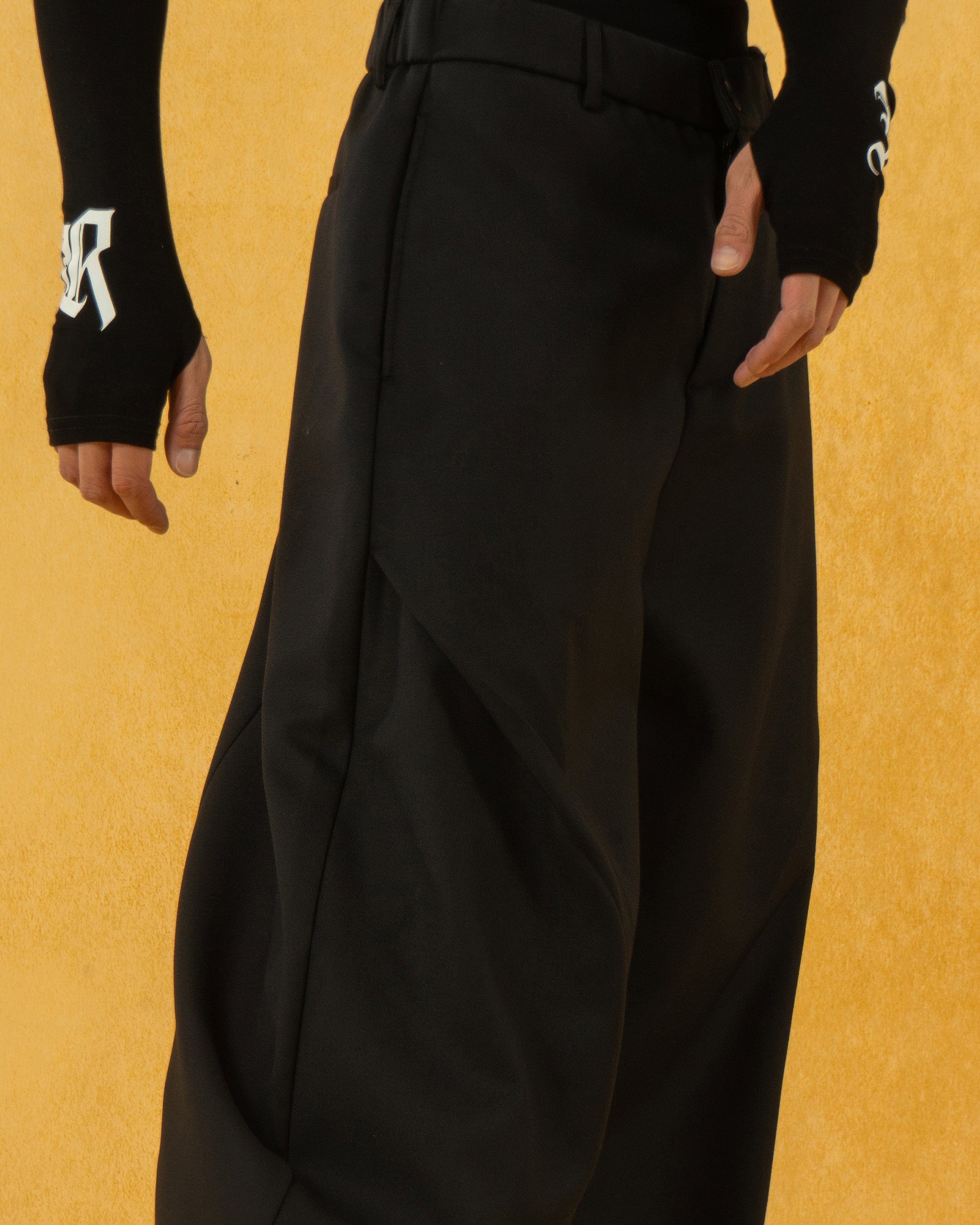 CLP Curved Crinkled Floor-Length Trousers, premium urban and streetwear designers apparel on PROJECTISR.com, CLP