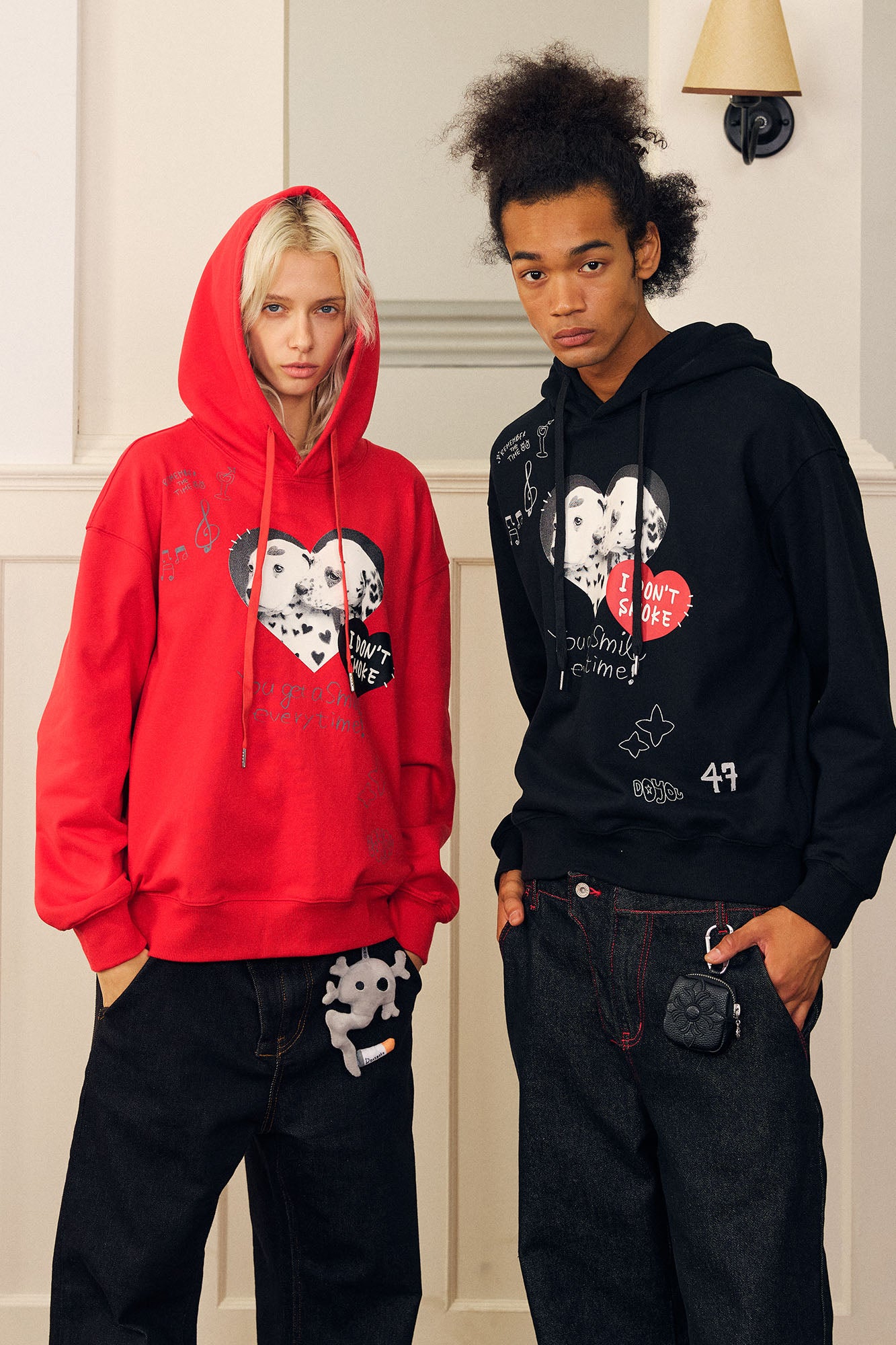 DONSMOKE Puppy Heart Doodle Hoodie, premium urban and streetwear designers apparel on PROJECTISR.com, DONSMOKE
