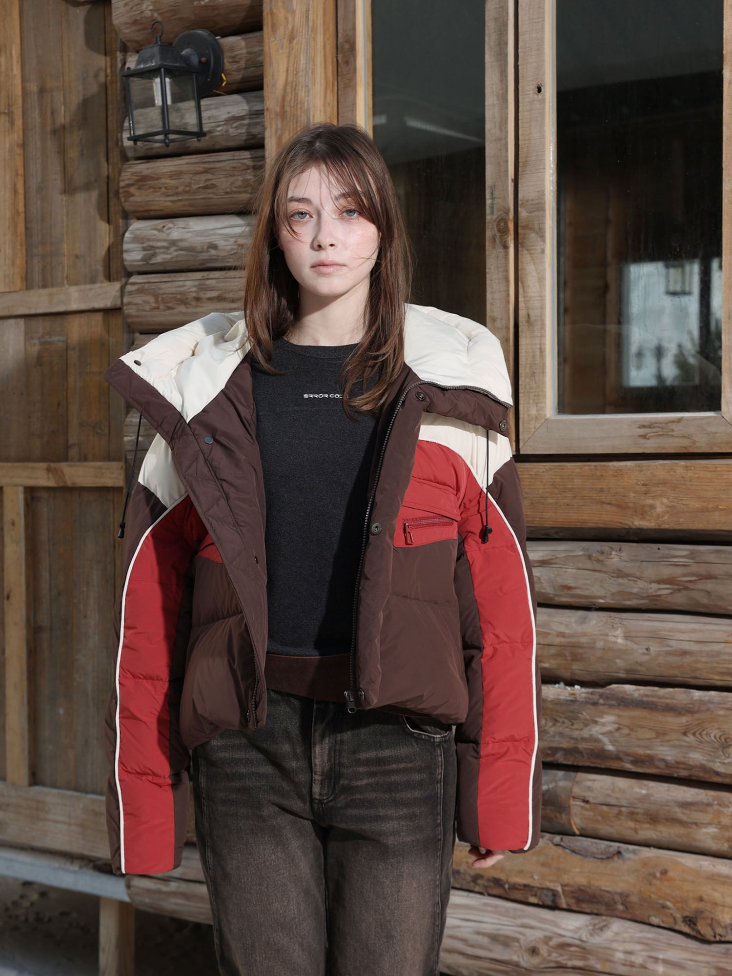 ERROR CODE ROBOT Contrast Cropped Down Jacket, premium urban and streetwear designers apparel on PROJECTISR.com, ERROR CODE ROBOT