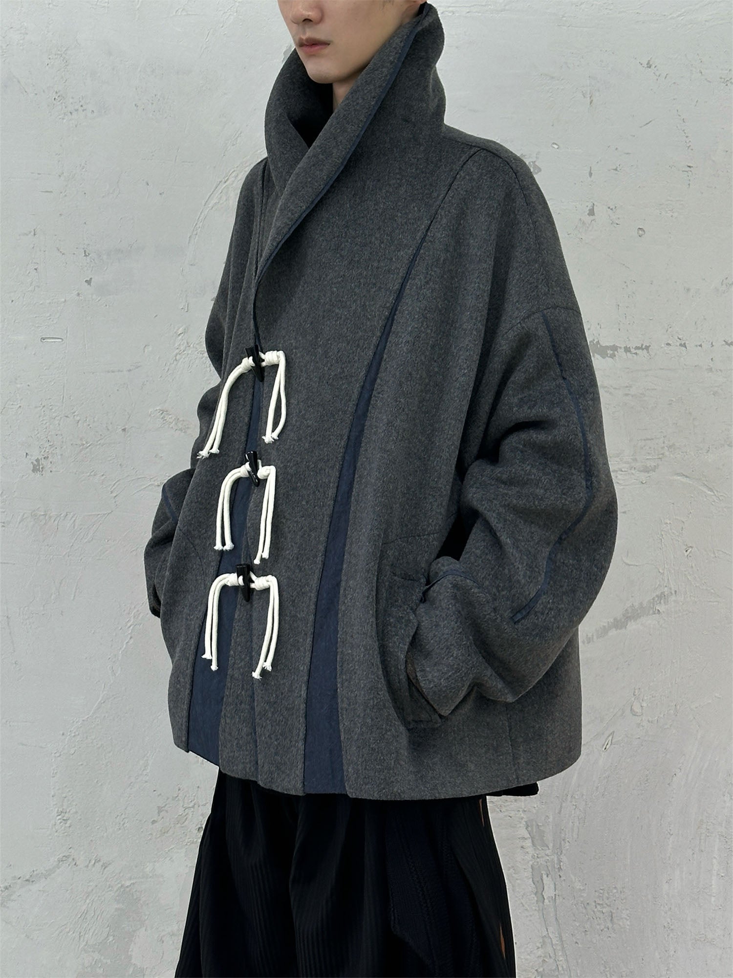 RELABEL Asym Wool-Blend Curved Panel Jacket