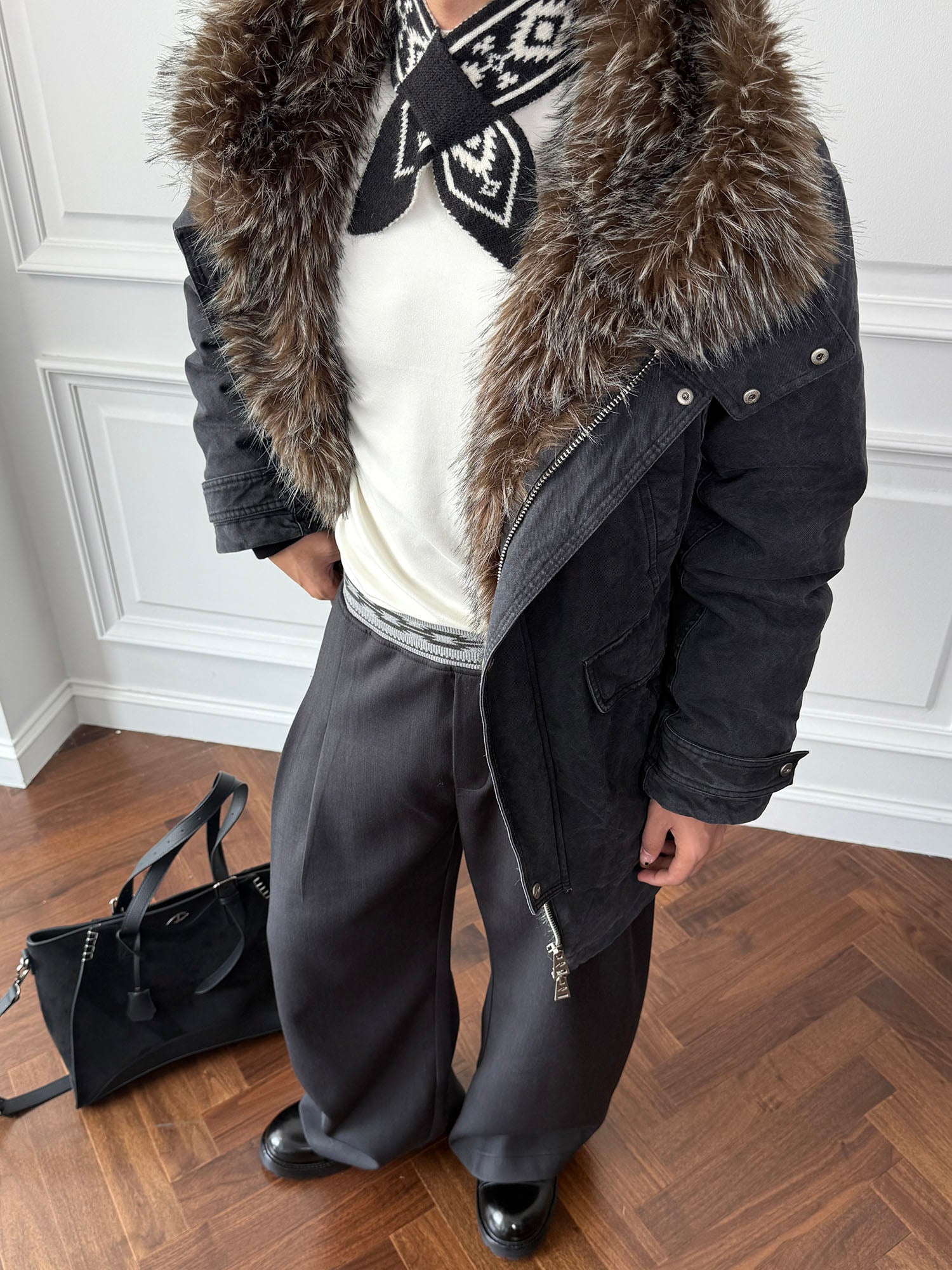 CATSSTAC Faux Fur-Trimmed Utility Parka