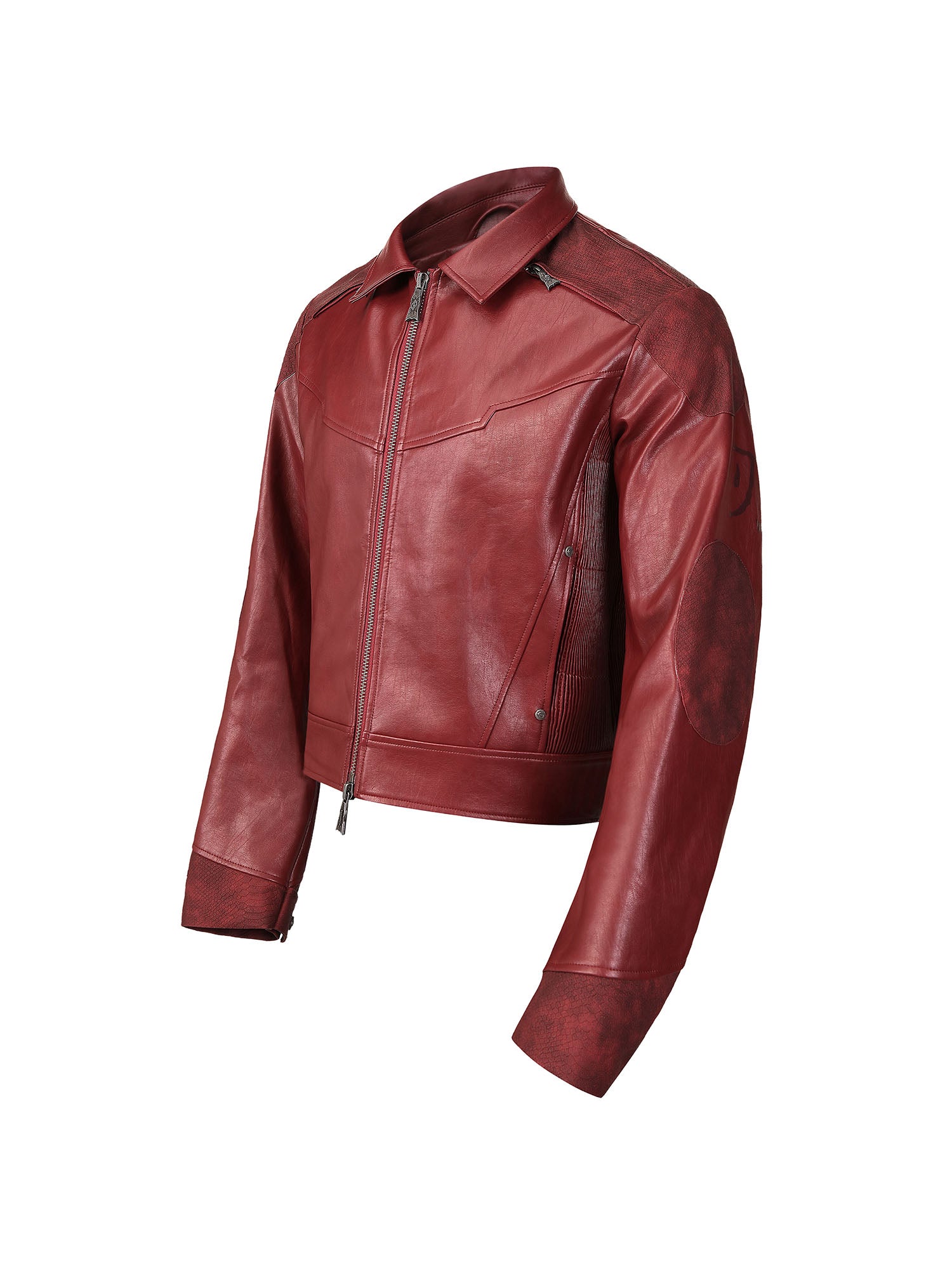 FLYERRER Classic Panel PU Jacket Crimson