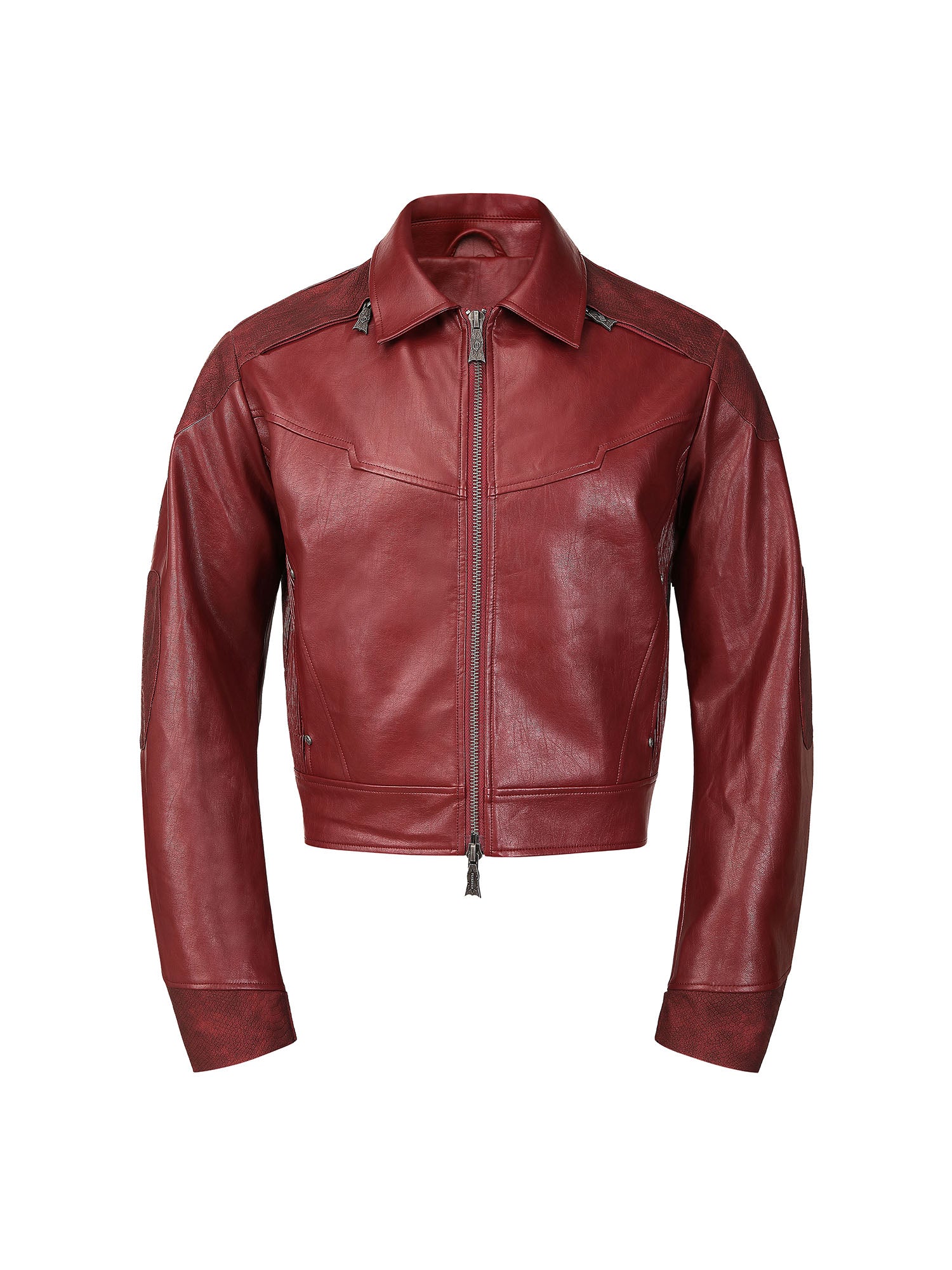 FLYERRER Classic Panel PU Jacket Crimson