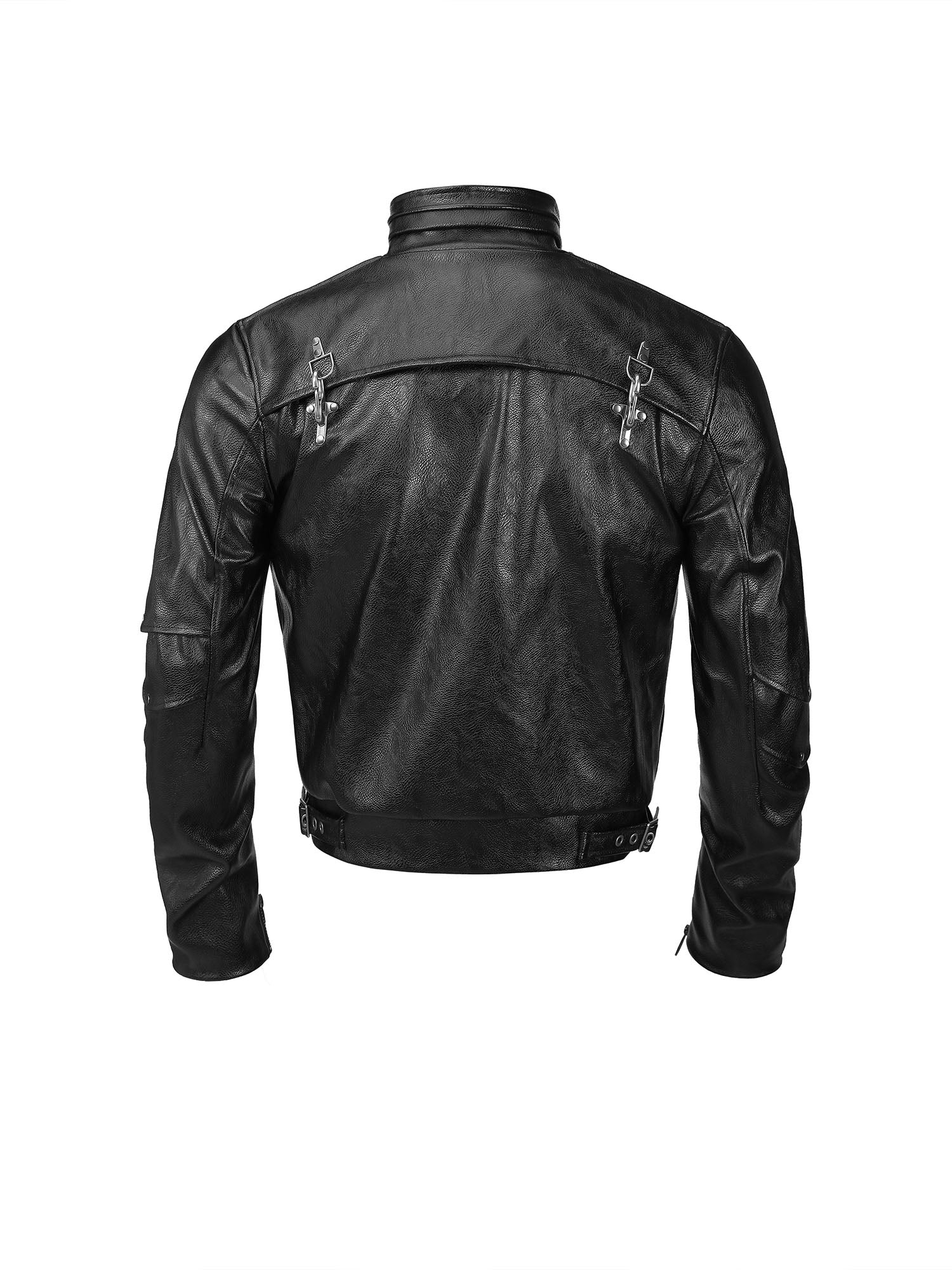 FLYERRER Hook-Buckle Faux Leather Rivet Jacket