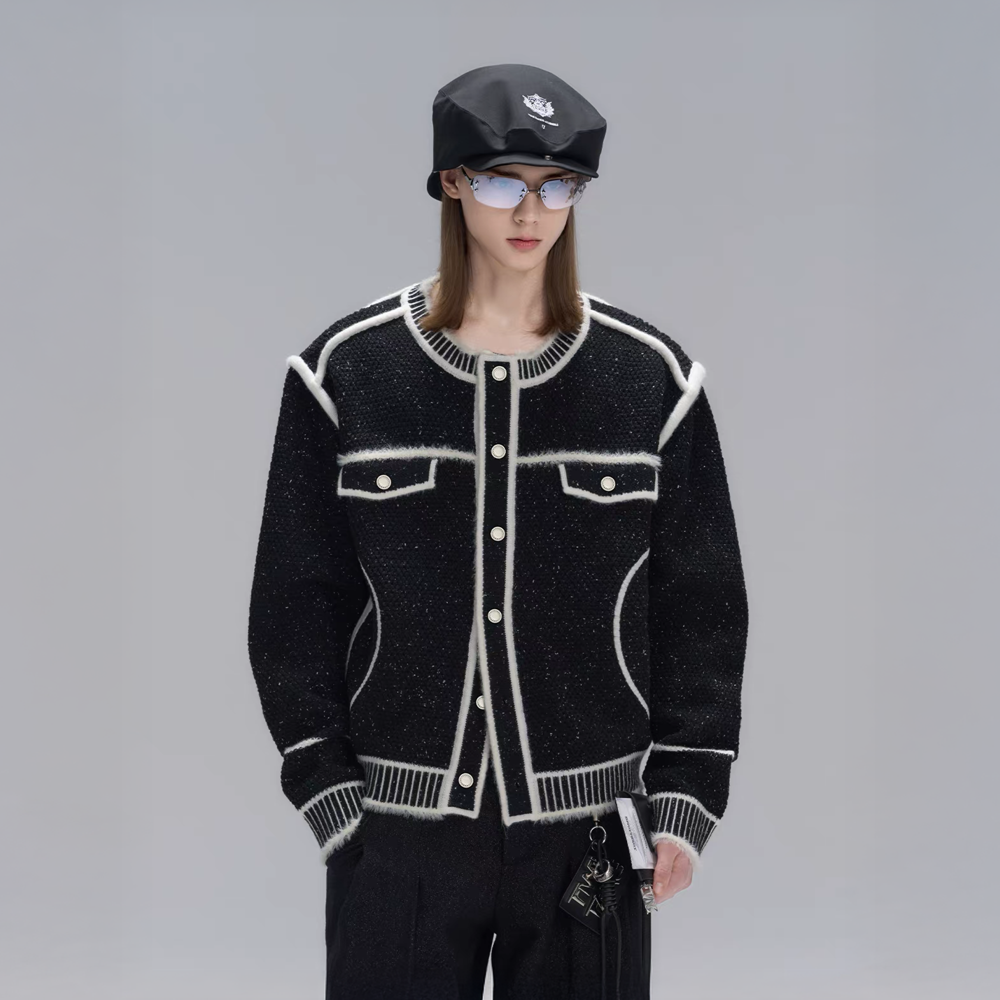 TIWILLTANG Contrast Stitch Knit Jacket