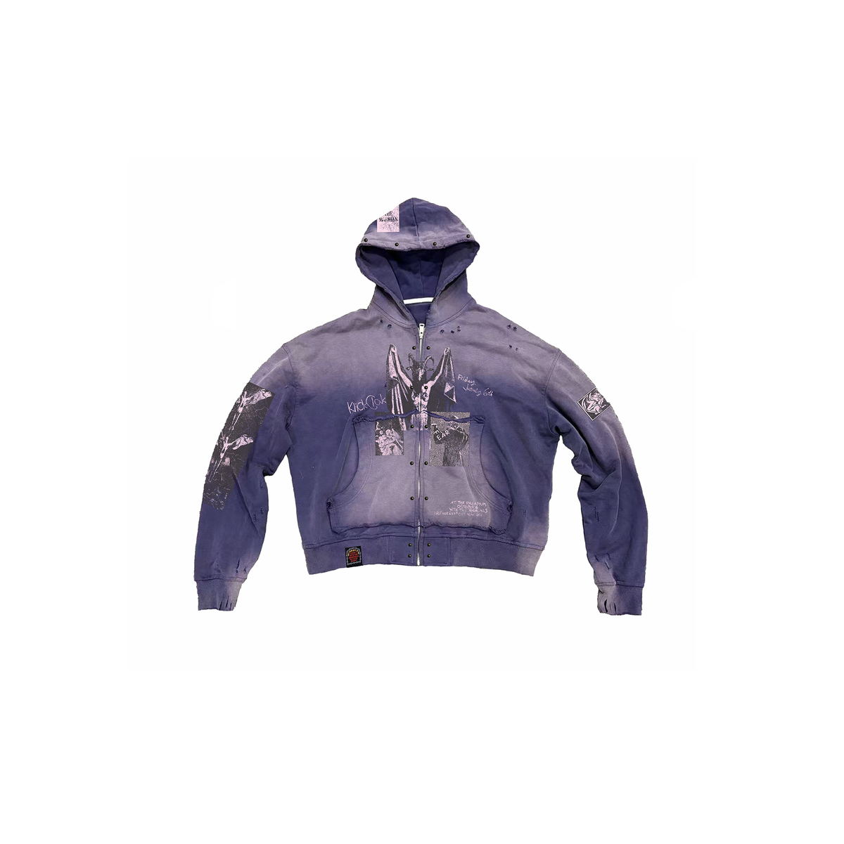 KLICK CLAK Washed Vampire Graphic Crewneck Sweatshirt