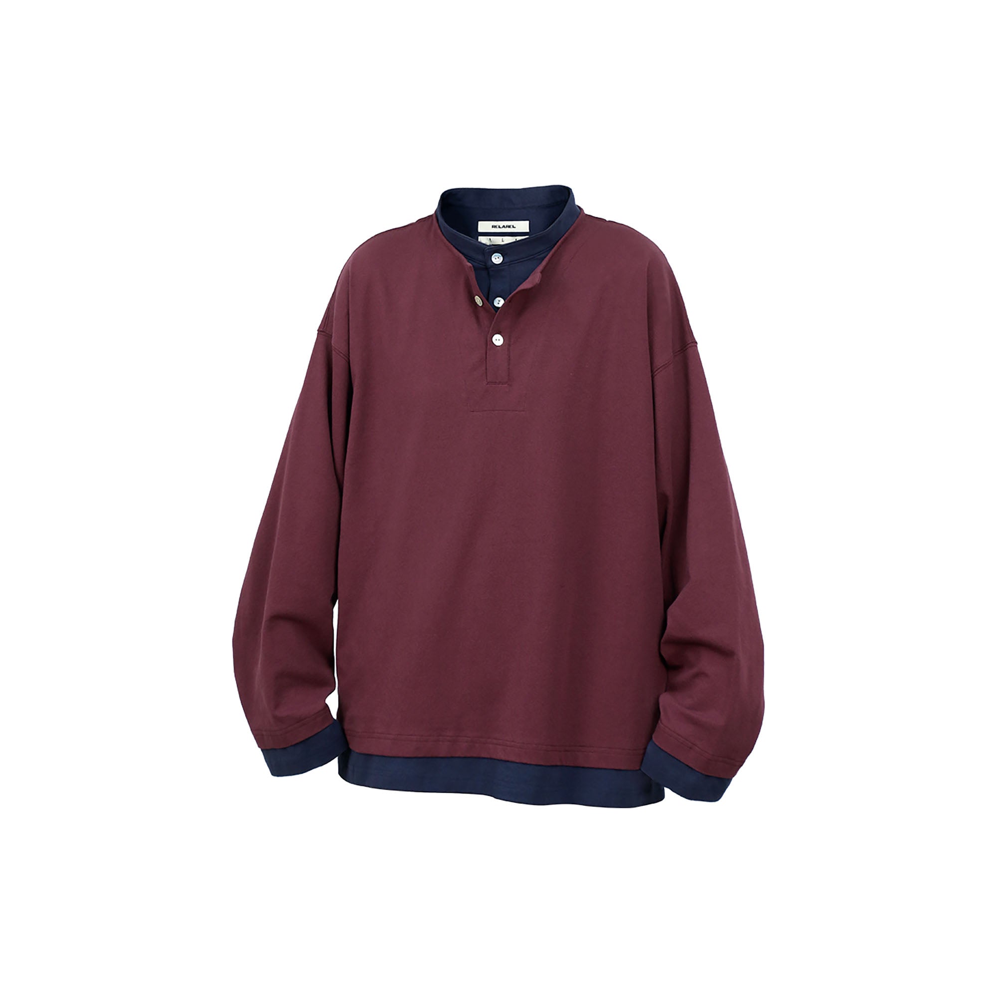 RELABEL Contrast Layered Henley Long-Sleeve Tee, premium urban and streetwear designers apparel on PROJECTISR.com, RELABEL