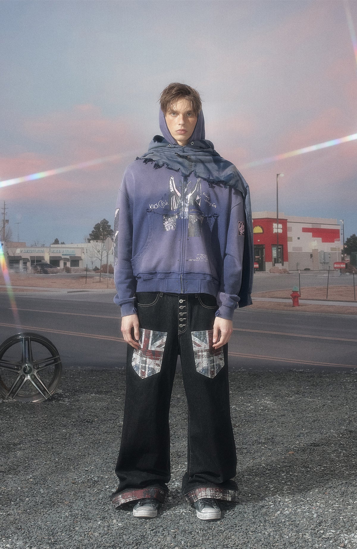 KLICK CLAK Washed Vampire Graphic Crewneck Sweatshirt