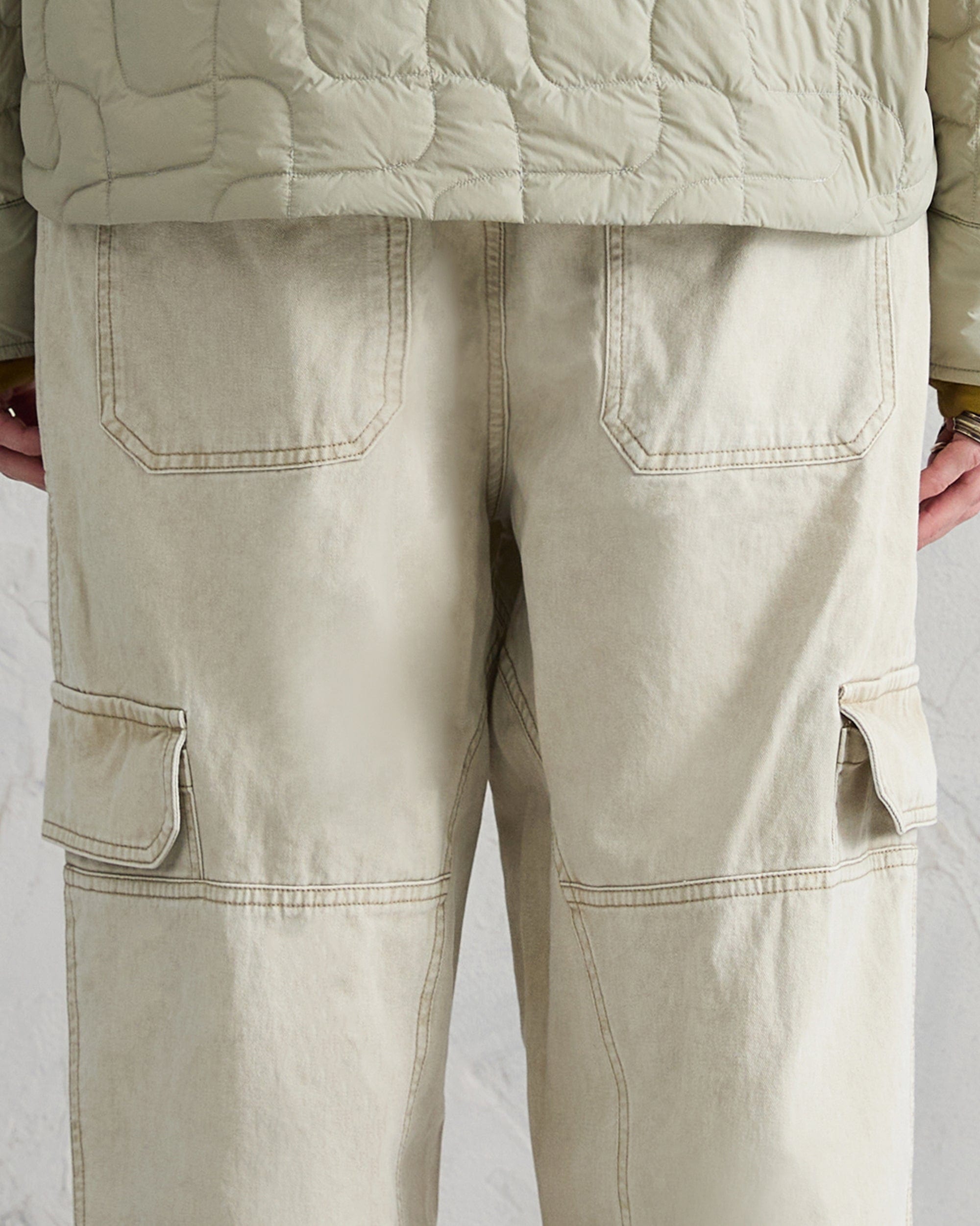 ORGANIC EMOTION Deconstructed Layered-pocket Button Pants, premium urban and streetwear designers apparel on PROJECTISR.com, ORGANIC EMOTION