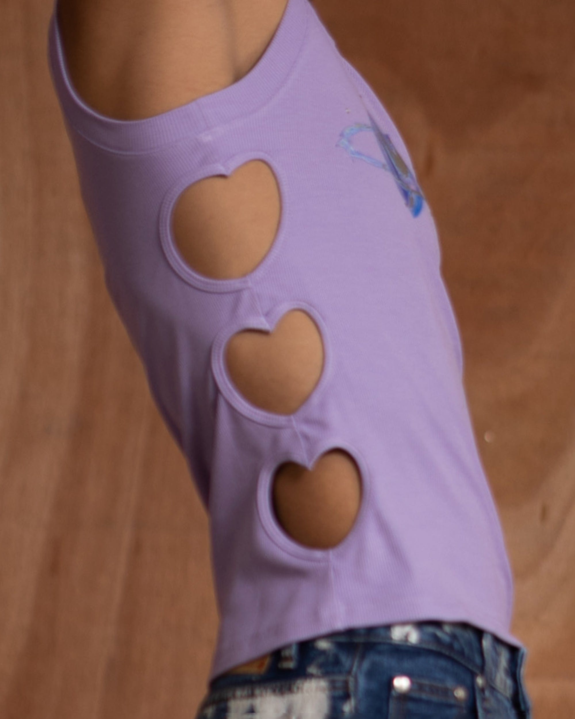 CLP Metallic Heart Slim Hollowed Tank Top Purple, premium urban and streetwear designers apparel on PROJECTISR.com, CLP