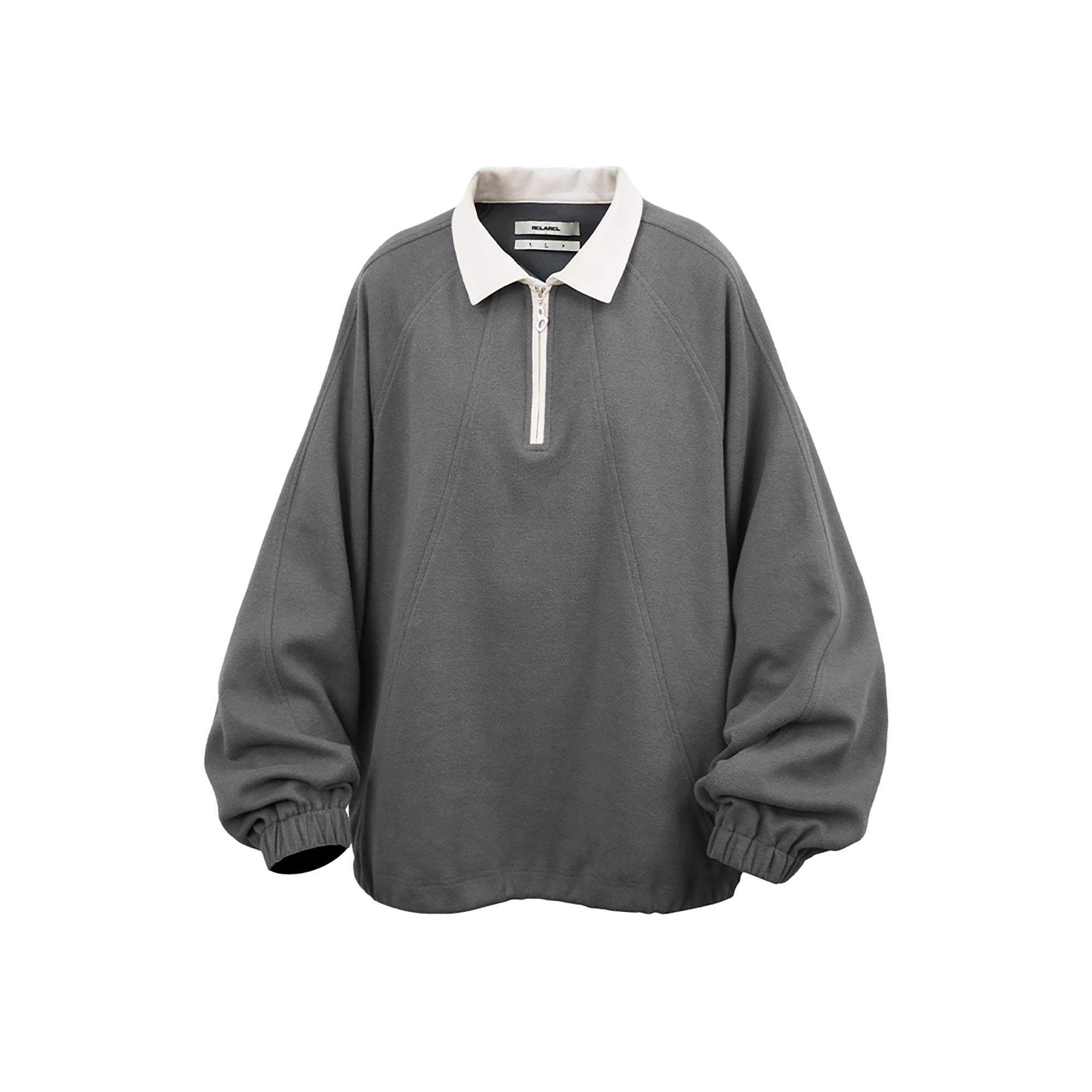 RELABEL Raglan Drawstring-Hem Polo Sweatshirt