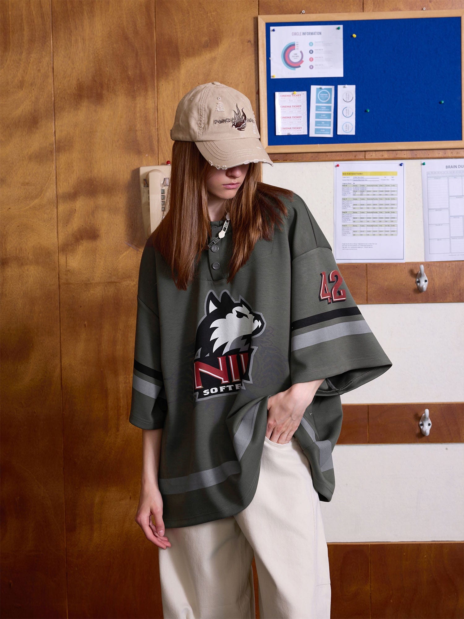 ERROR CODE ROBOT Varsity Layered Collar Oversized Huskie Tee, premium urban and streetwear designers apparel on PROJECTISR.com, ERROR CODE ROBOT