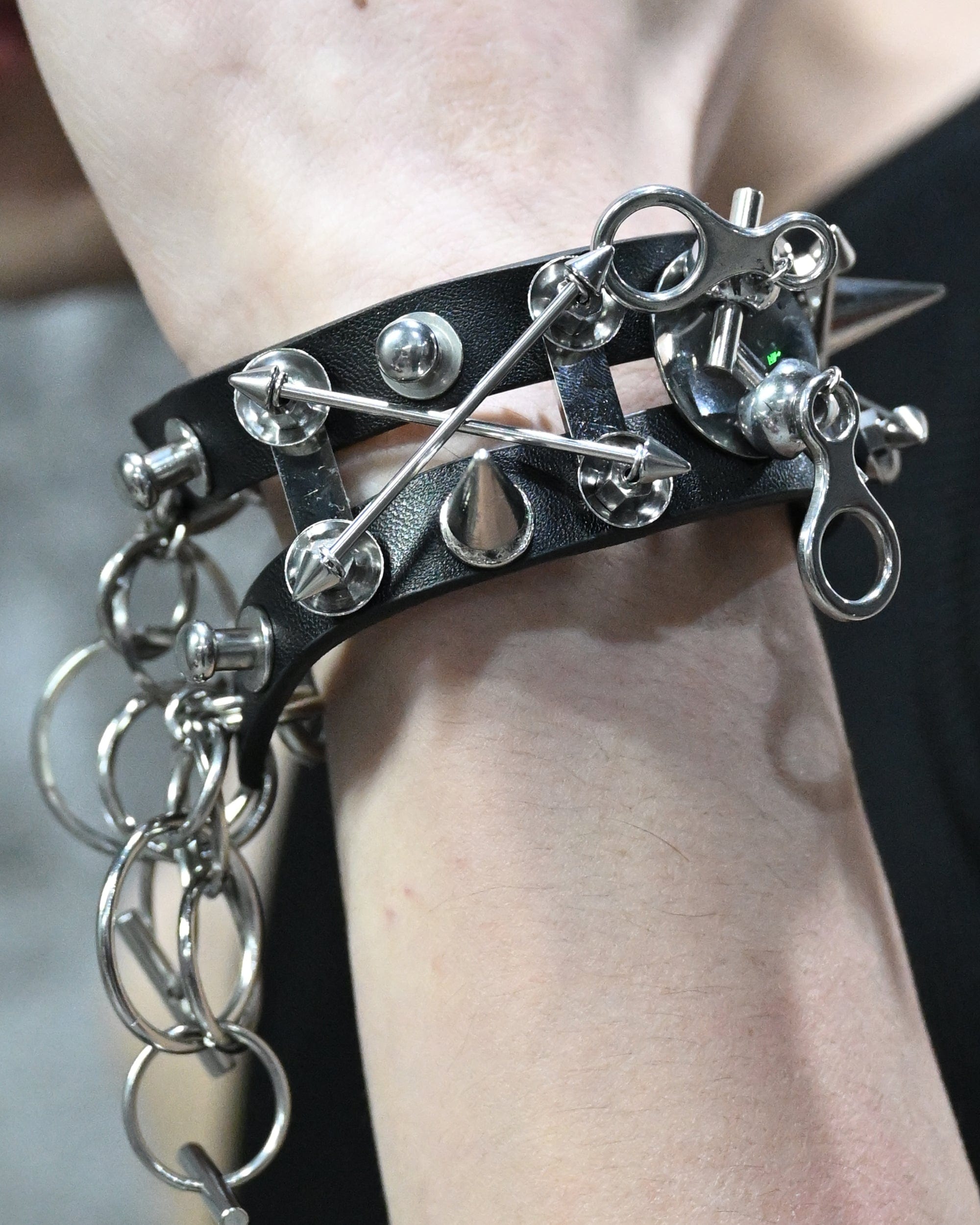ILLUSORY Modern Hunter Adjustable Chain Rivet PU Bracelet, premium urban and streetwear designers apparel on PROJECTISR.com, ILLUSORY