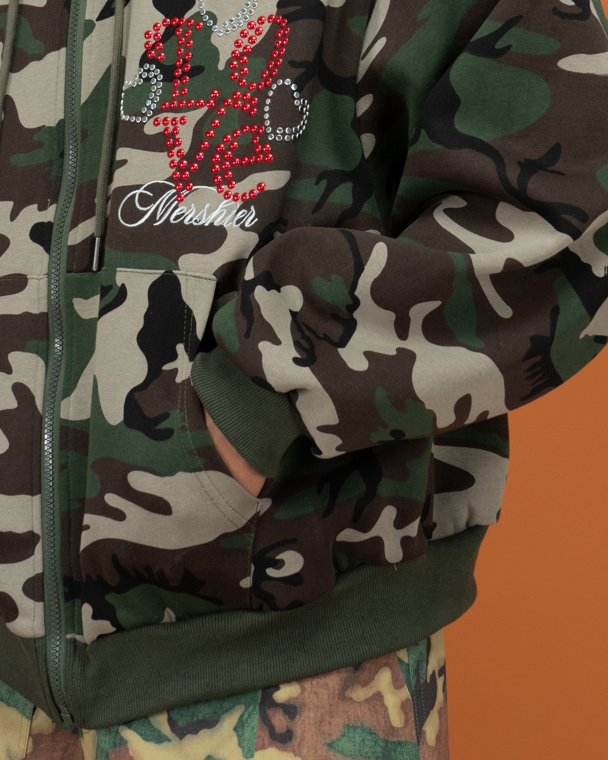 CLP Camo Studded Zip-Up Hoodie, premium urban and streetwear designers apparel on PROJECTISR.com, CLP
