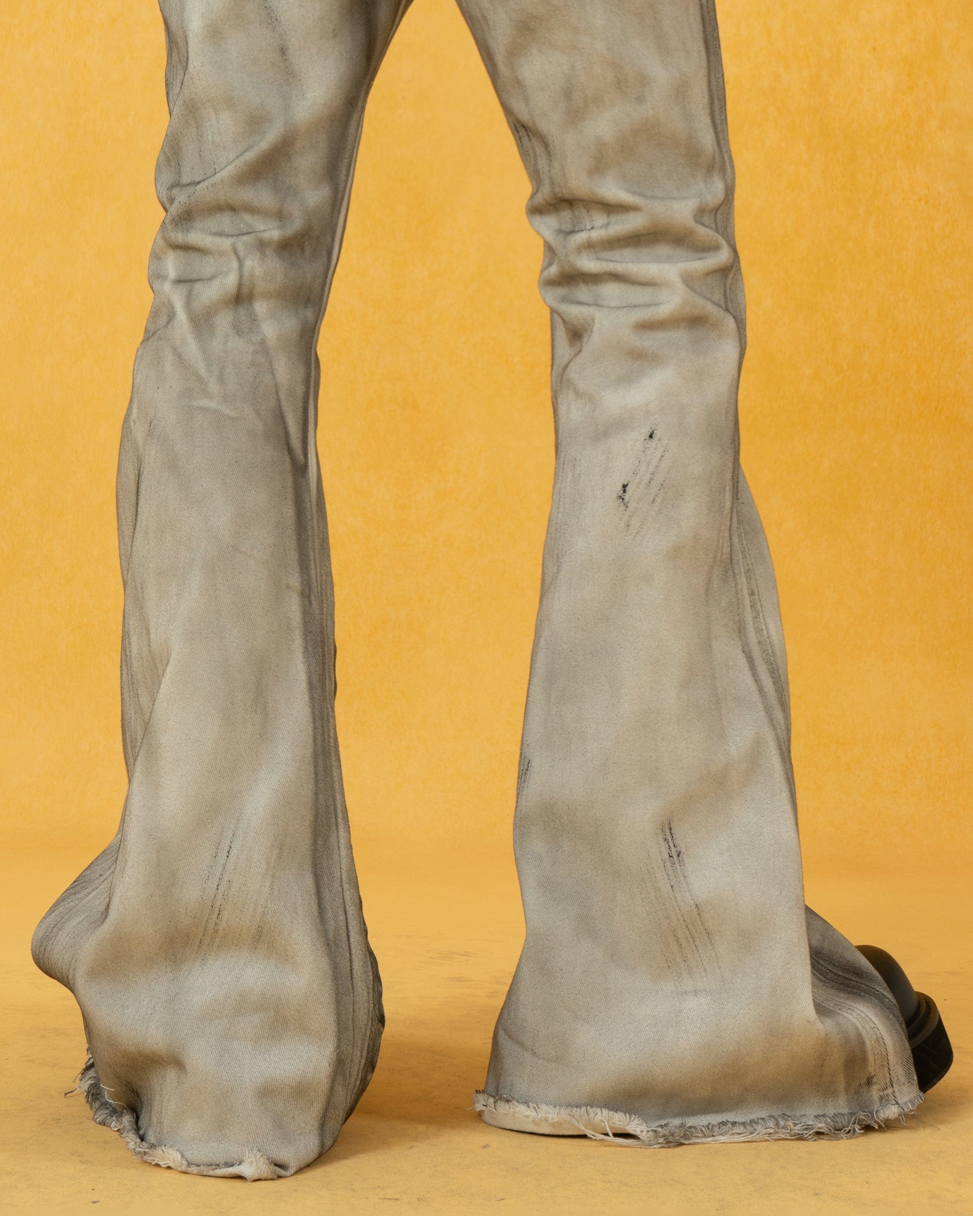 CLP Spliced Distressed Raw Edge Flared Jeans, premium urban and streetwear designers apparel on PROJECTISR.com, CLP