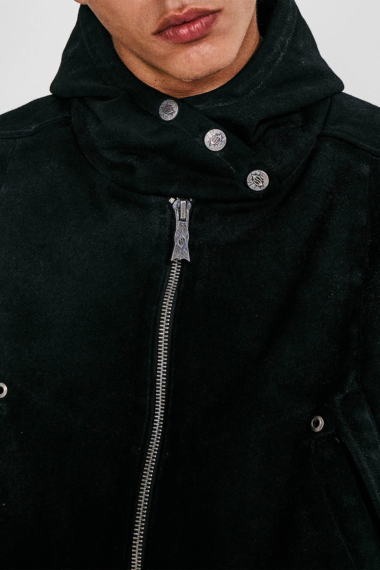FLYERRER Grommet Spliced Zip-Up Cropped Hoodie, premium urban and streetwear designers apparel on PROJECTISR.com, FLYERRER