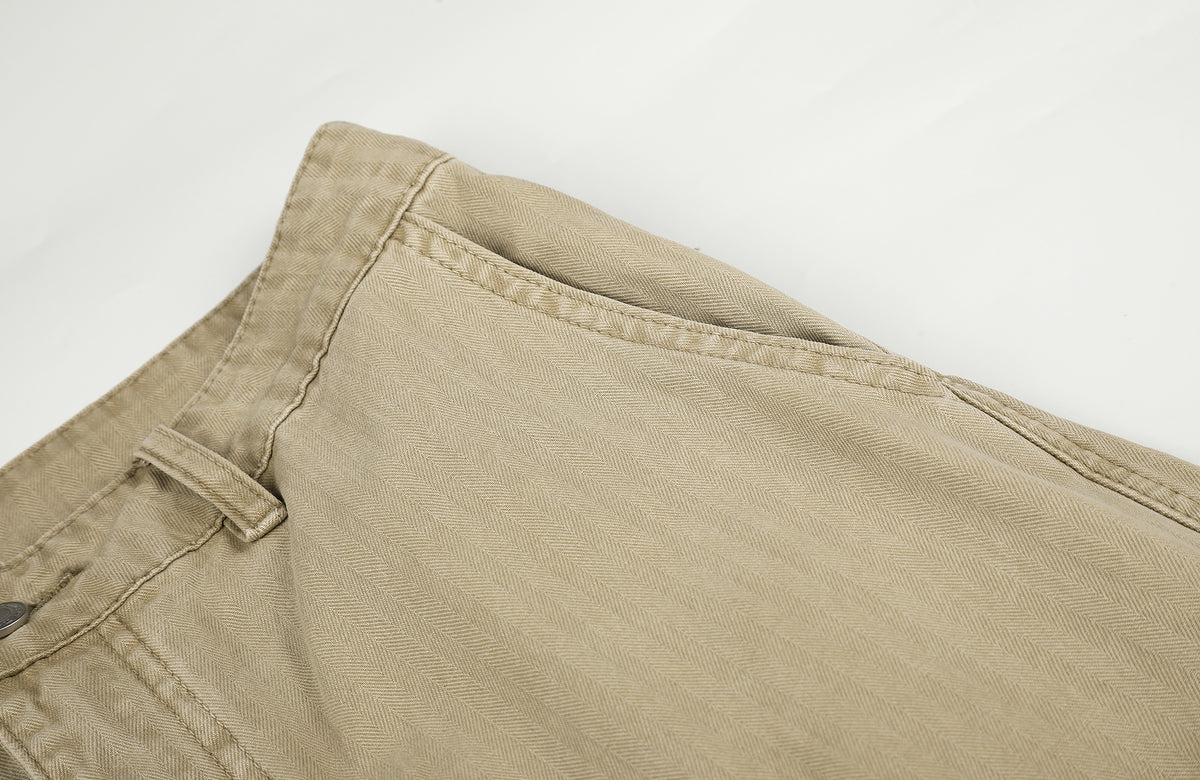 BOTANICA Retro Herringbone Slim Cotton Trousers