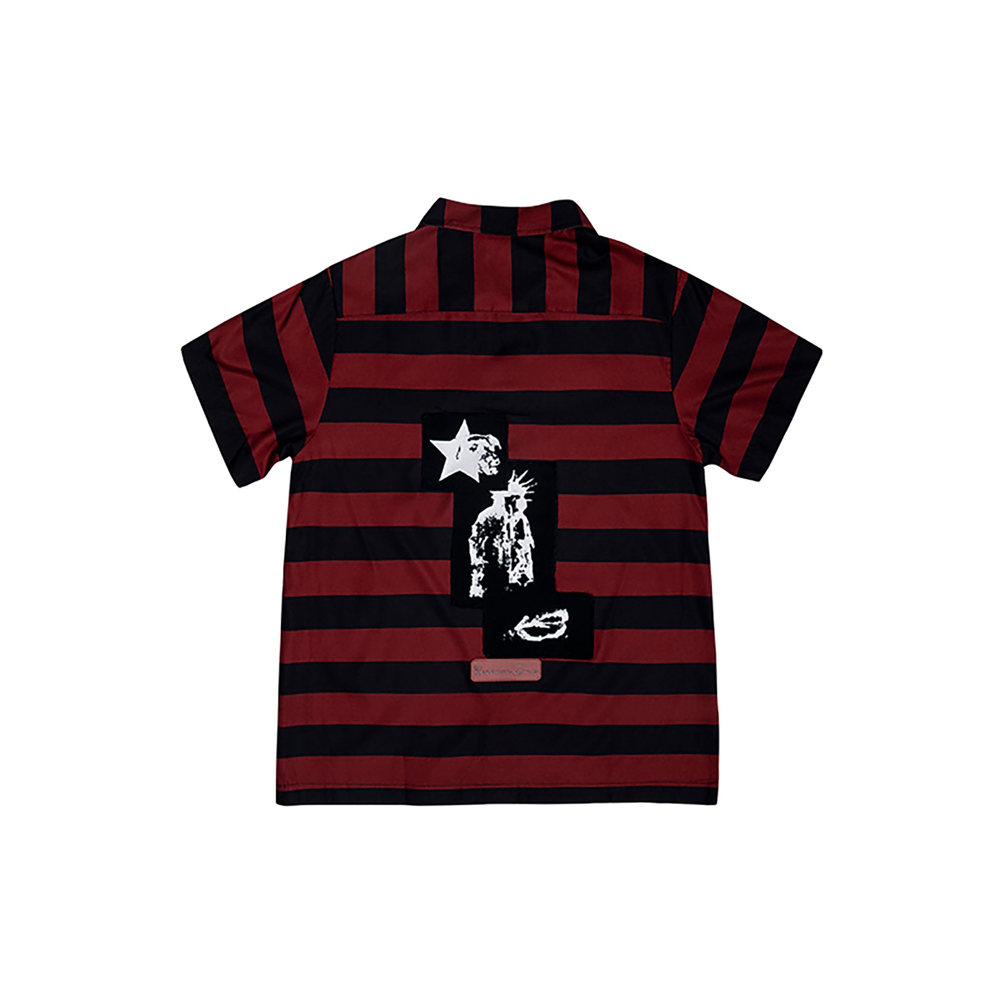 RECOVER ZONE Striped Punk Patch Half Shirt