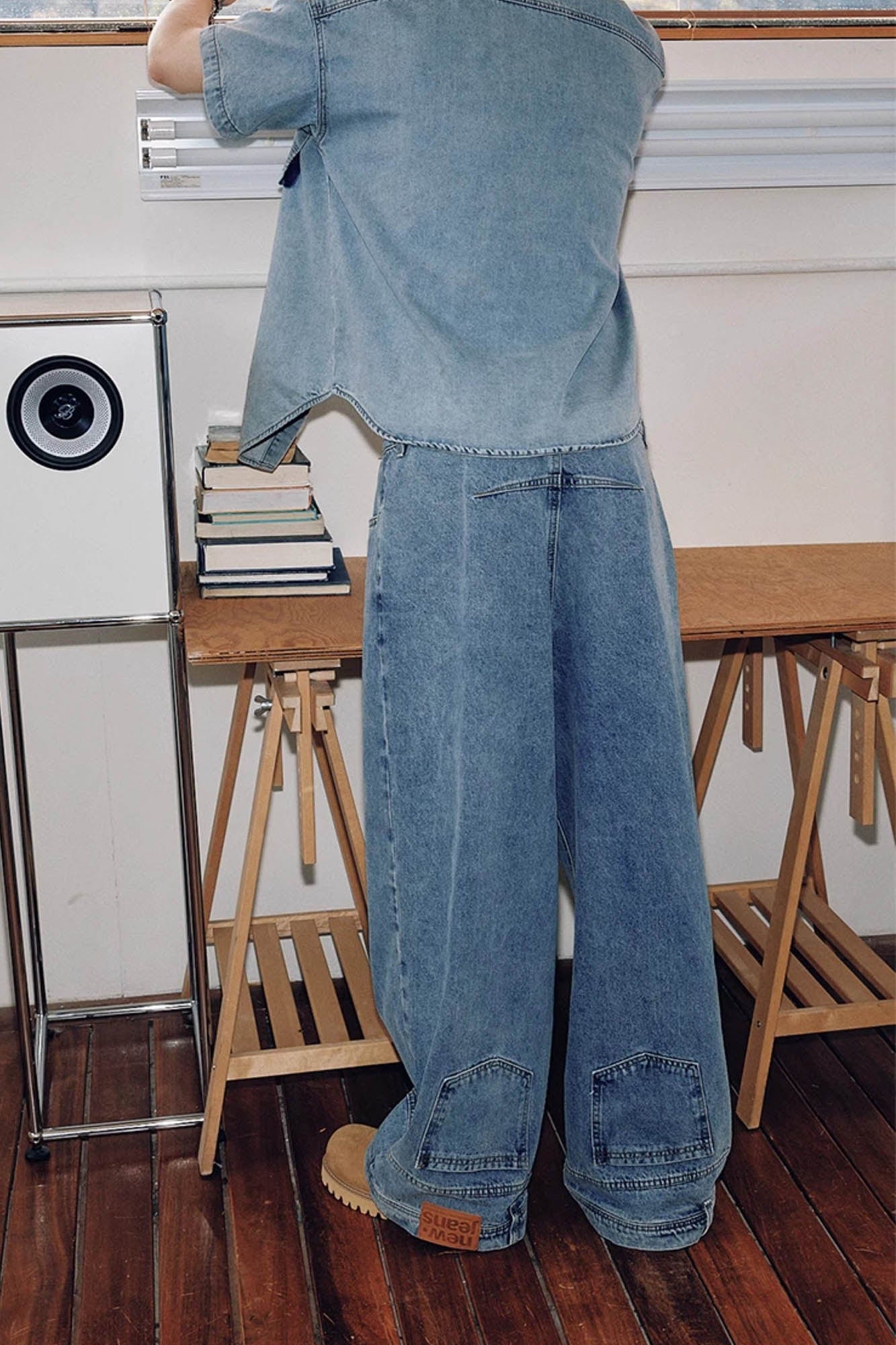 KREATE Inverted Deconstructed Baggy Jeans, premium urban and streetwear designers apparel on PROJECTISR.com, KREATE