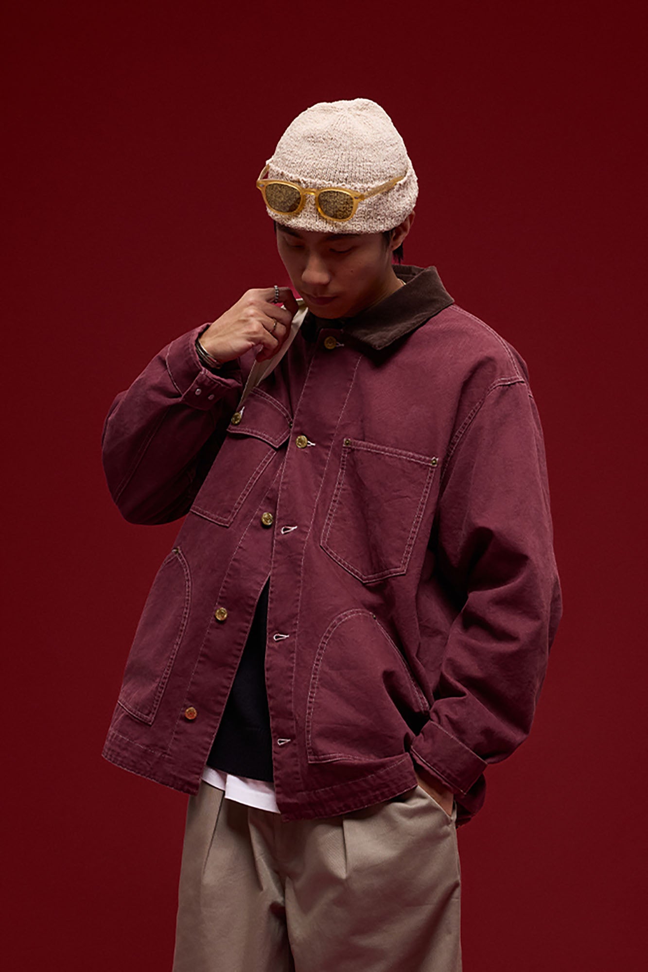 BANANA CLUB Contrast Collar Stitch Utility Jacket, premium urban and streetwear designers apparel on PROJECTISR.com, BANANA CLUB