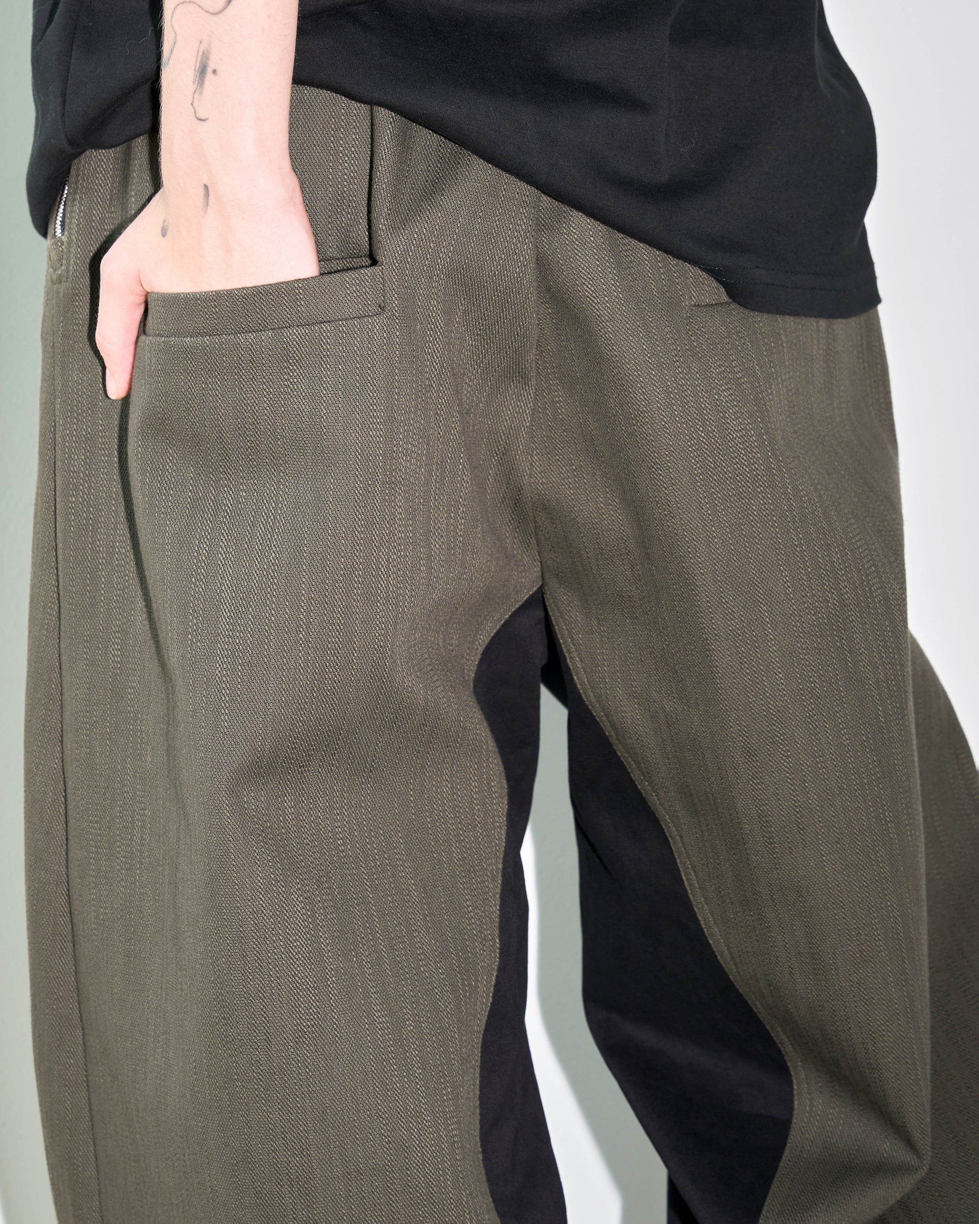 49PERCENT Paneled Color Blocked Zipper Pants, premium urban and streetwear designers apparel on PROJECTISR.com, 49PERCENT