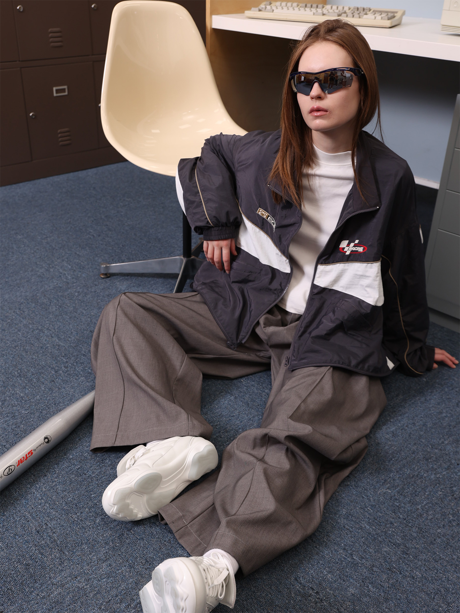 ERROR CODE ROBOT Invertible Contrast Panel Track Jacket