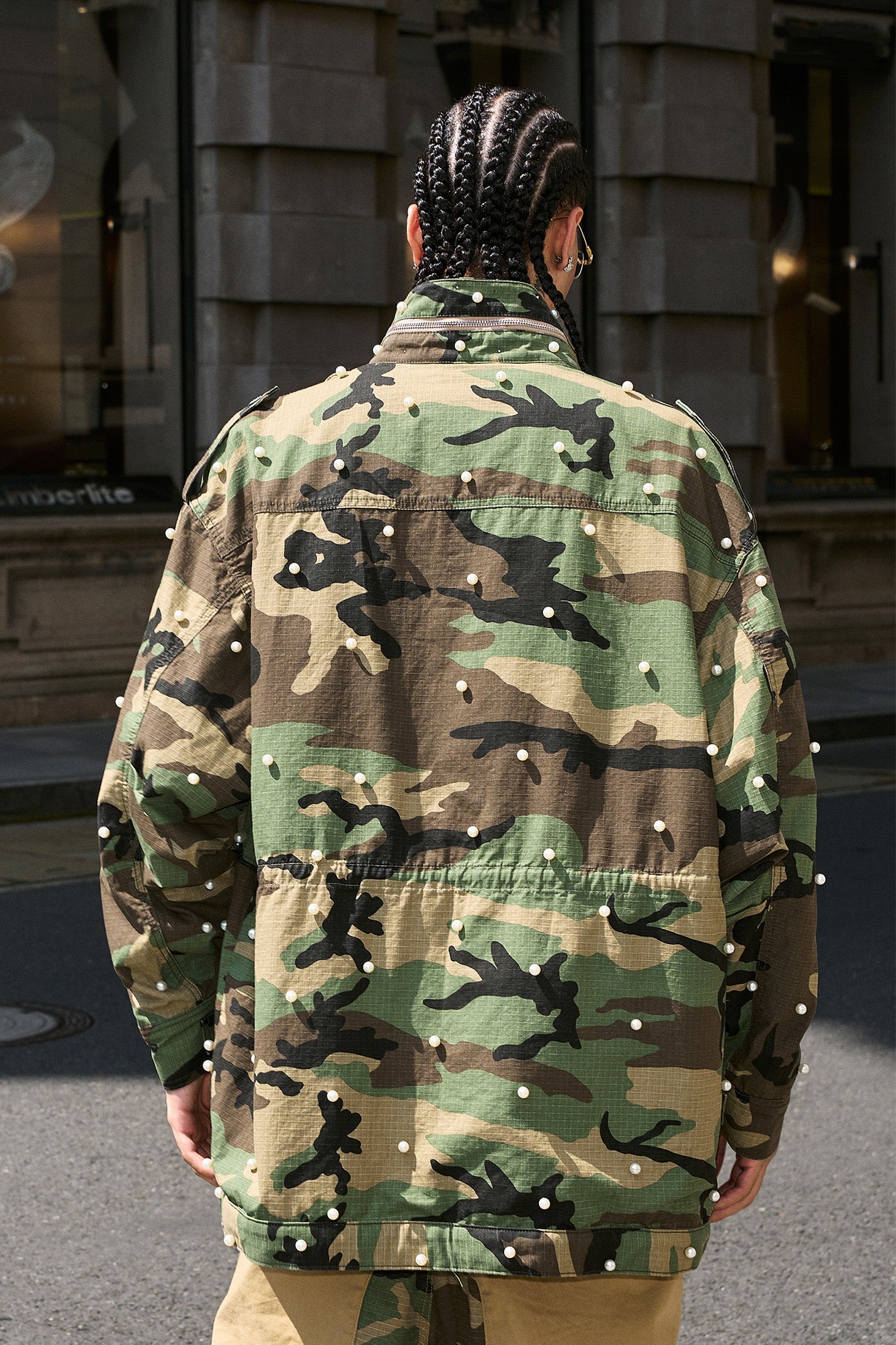 STEEPC Camo Pearl-Studded Patch Utility Jacket