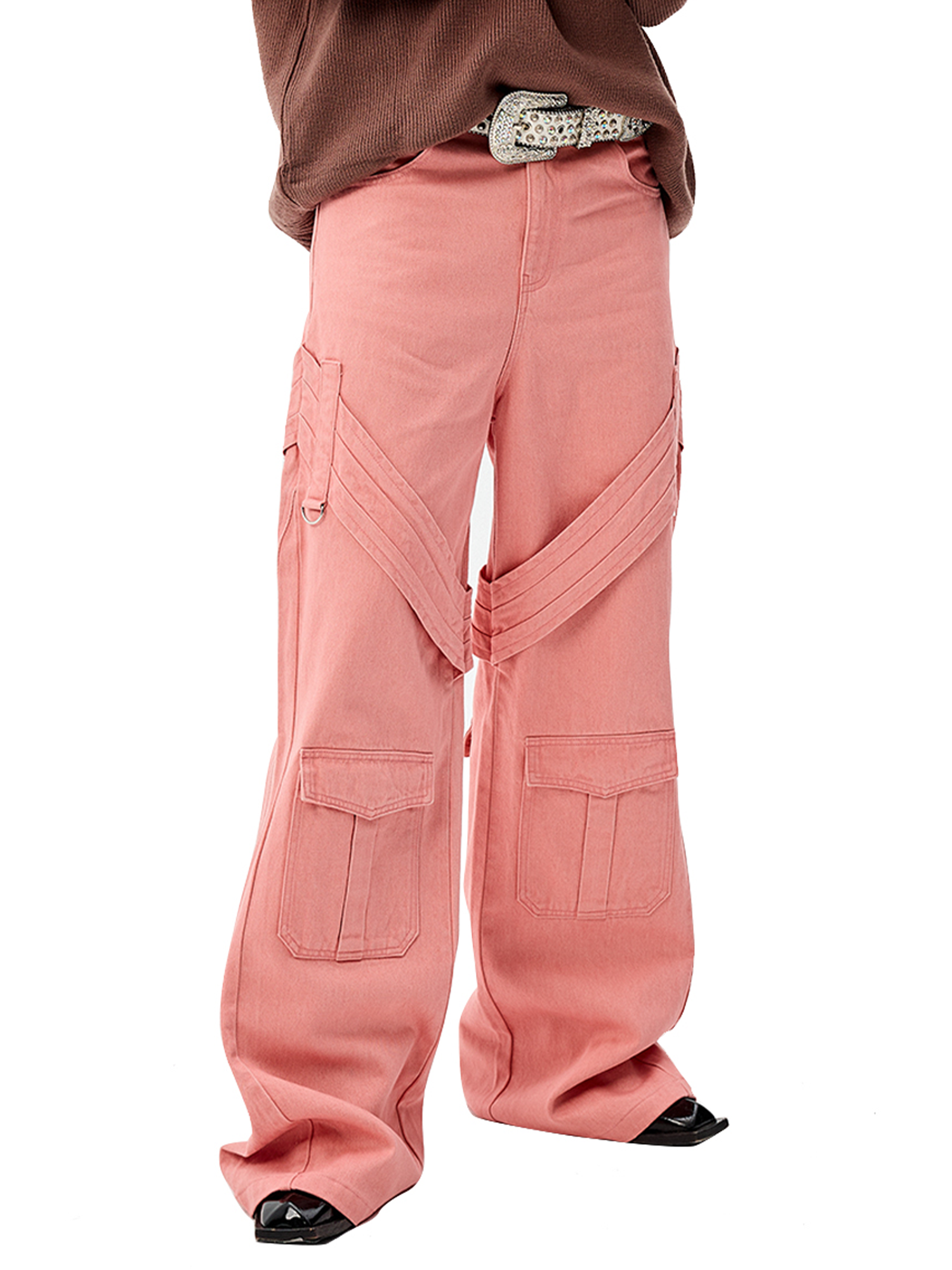CYCYCY Tie Detail Multi-Pocket Cargo Jeans