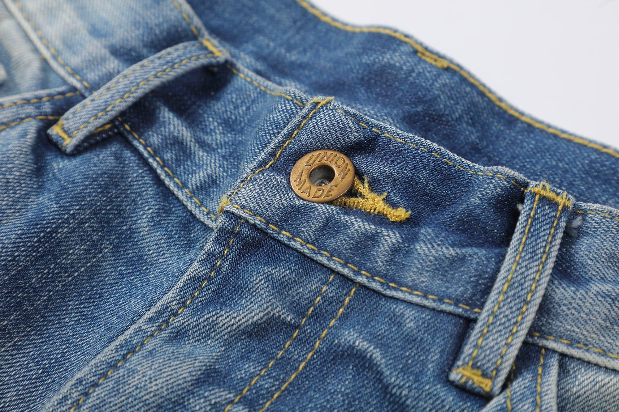 MAKEMORE Distress Faded Raw Hem Jeans, premium urban and streetwear designers apparel on PROJECTISR.com, MAKEMORE