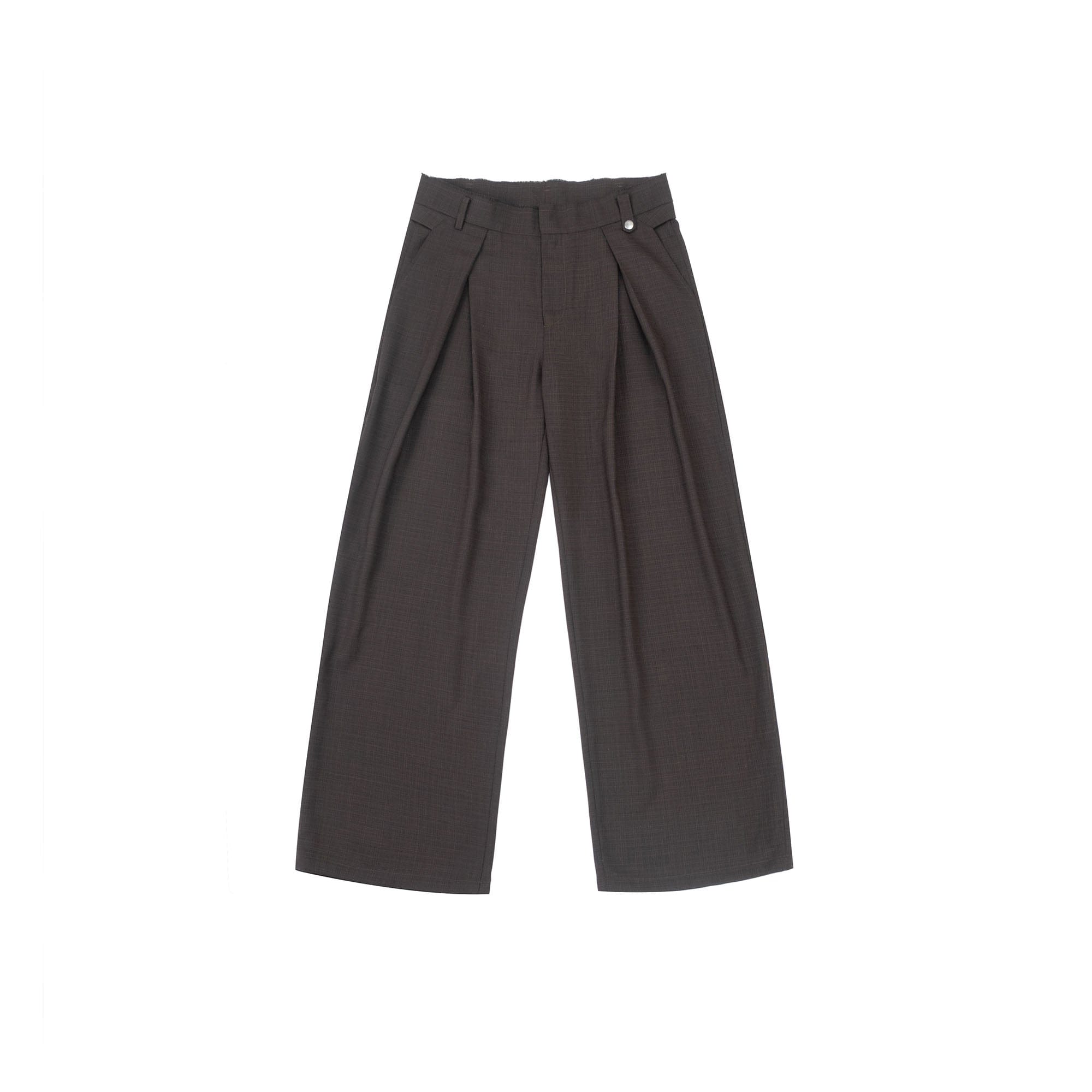 IN EXISTENCE Inverted Pleats Mini Check Wide-Leg Trousers, premium urban and streetwear designers apparel on PROJECTISR.com, IN EXISTENCE