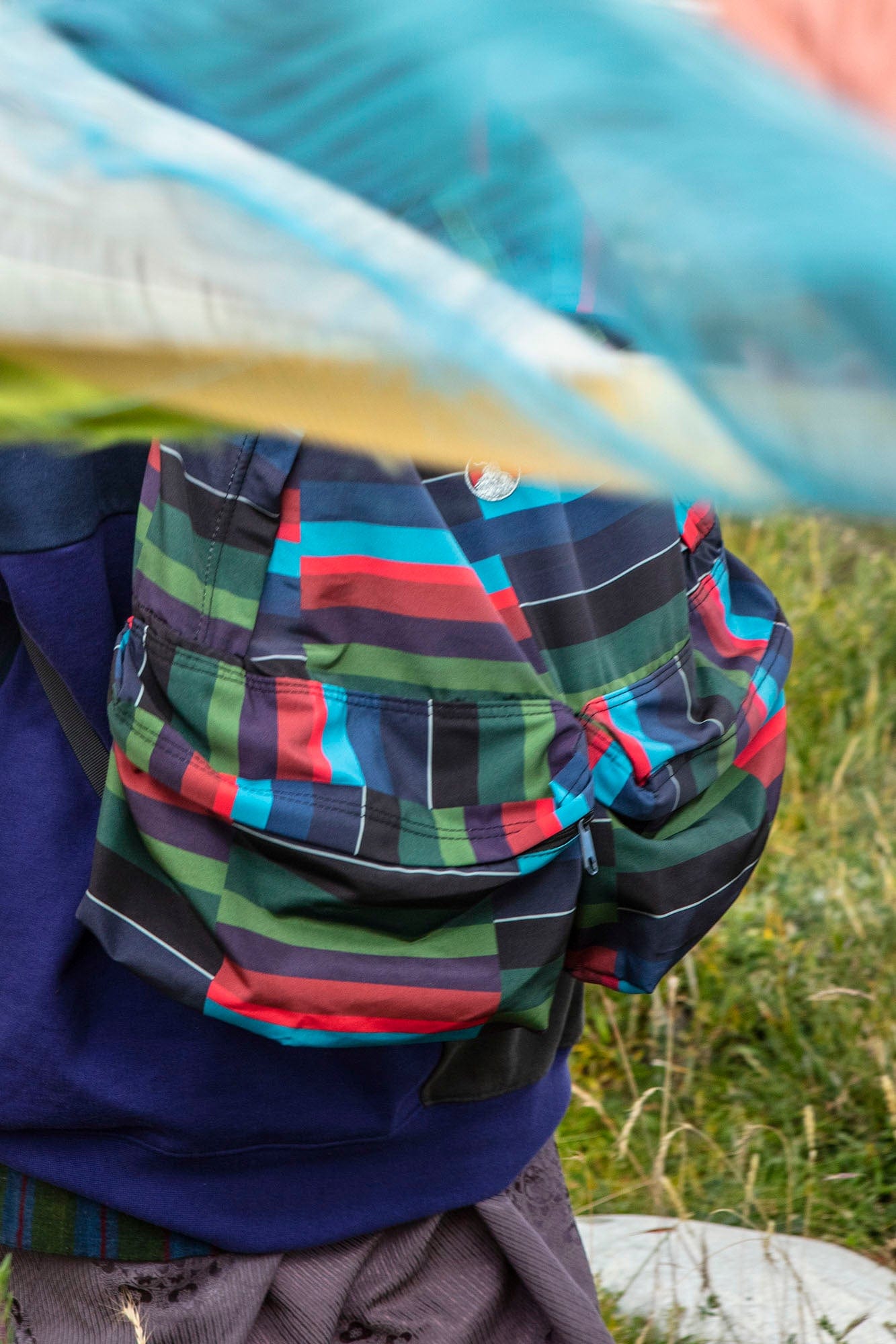 NERHI Horizontal Striped Patchwork Backpack, premium urban and streetwear designers apparel on PROJECTISR.com, NERHI