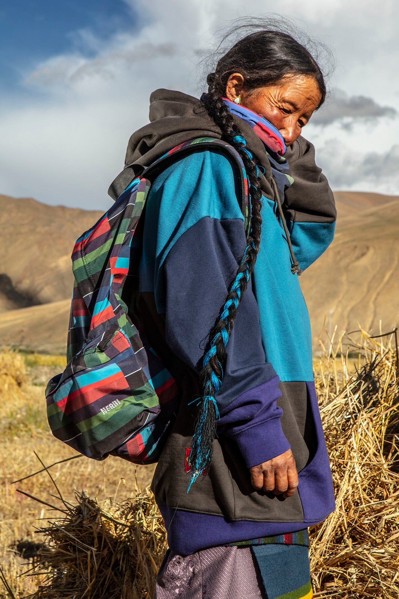 NERHI Horizontal Striped Patchwork Backpack, premium urban and streetwear designers apparel on PROJECTISR.com, NERHI
