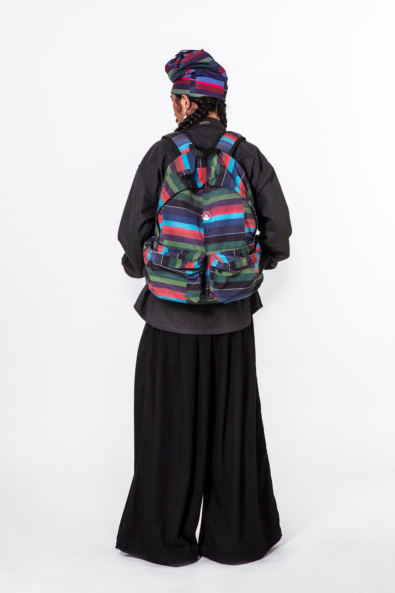 NERHI Horizontal Striped Patchwork Backpack, premium urban and streetwear designers apparel on PROJECTISR.com, NERHI